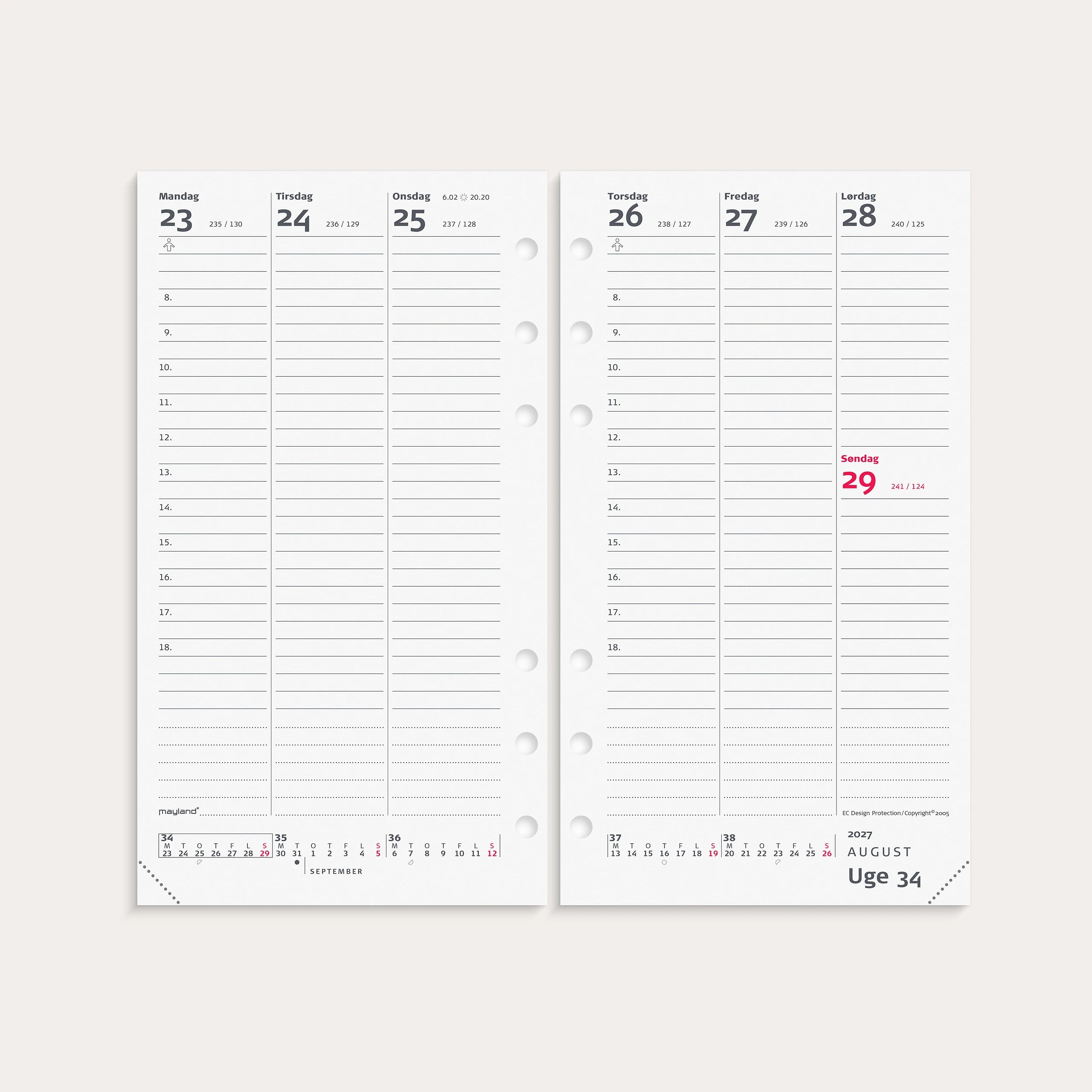 System PP ugekalender højformat REFILL 2027