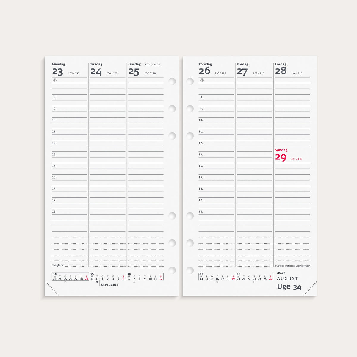 System PP ugekalender højformat REFILL 2027