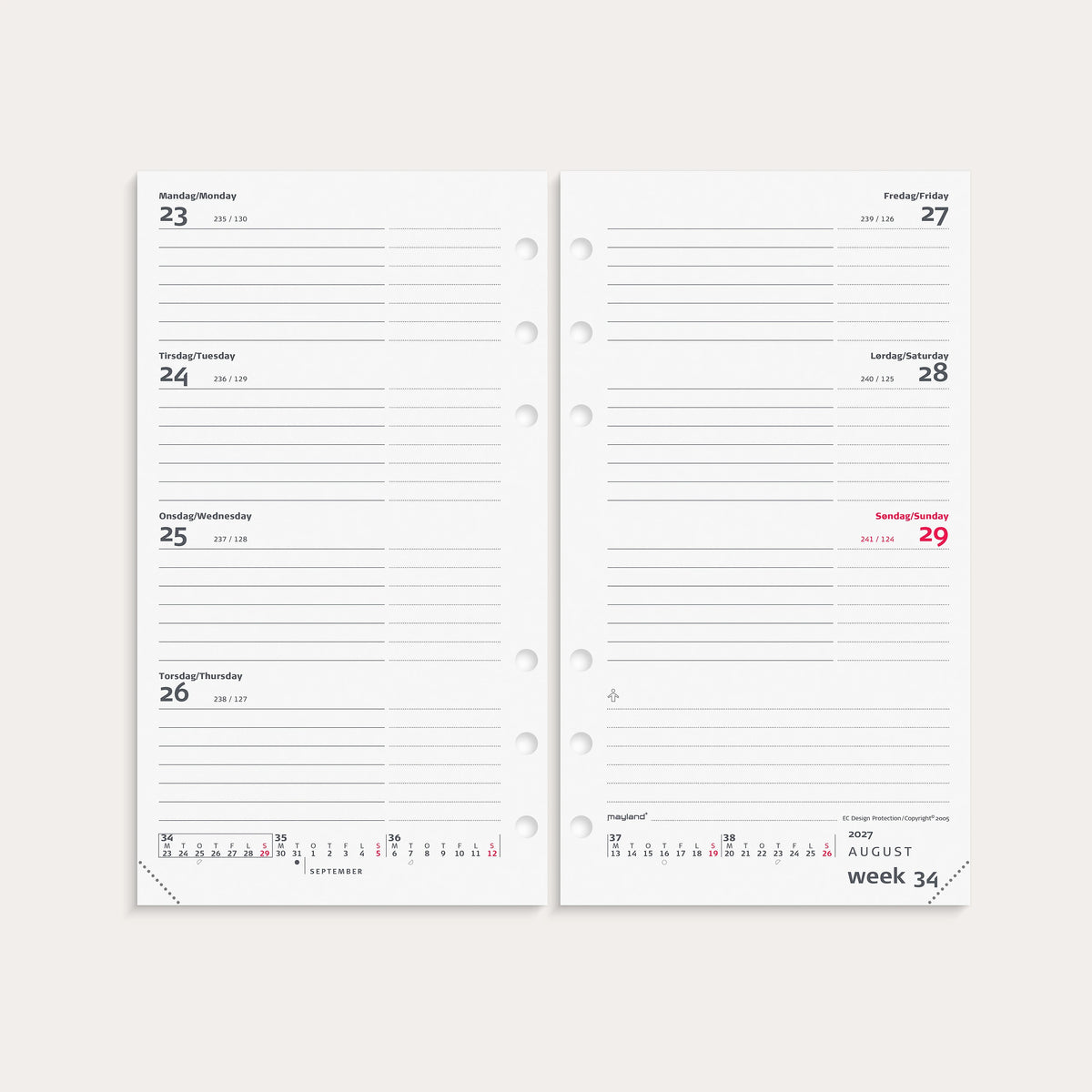 System PP International ugekalender tværf. REFILL 2027