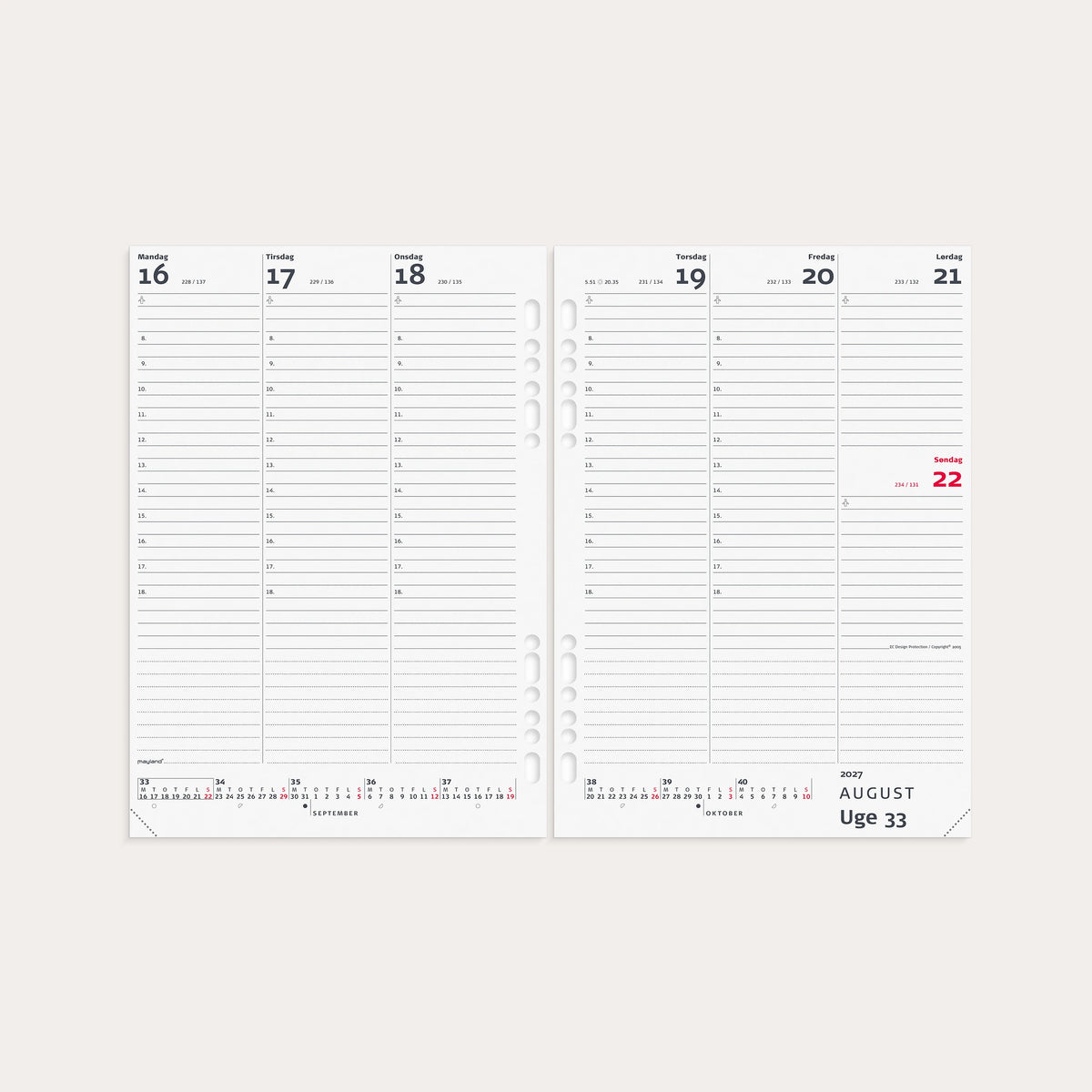 System A5 ugekalender højformat REFILL 2027