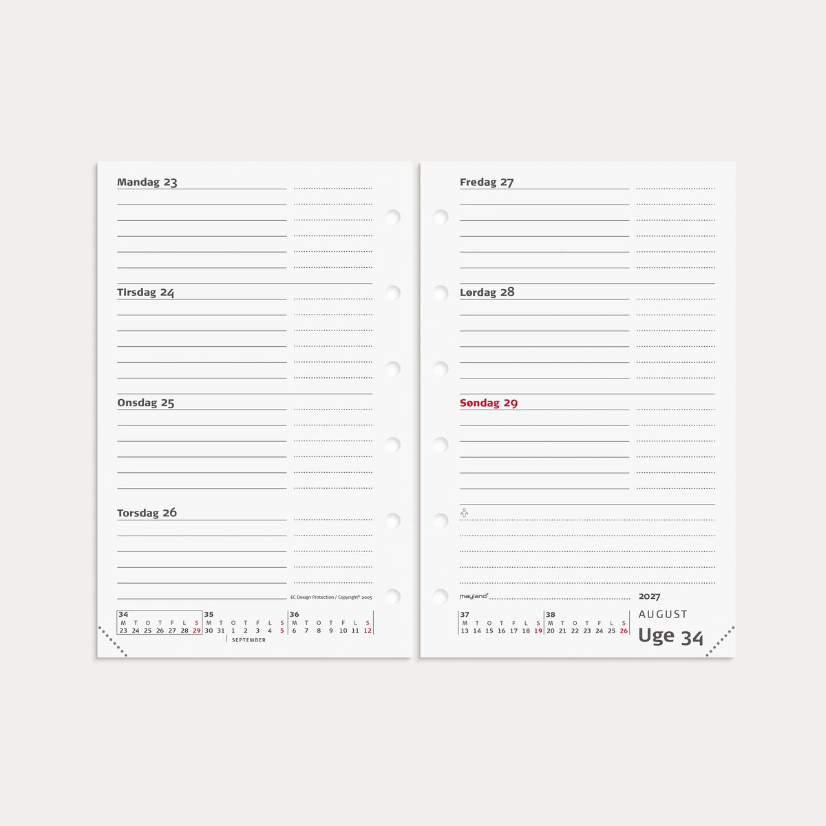 System Mini ugekalender tværformat REFILL 2027