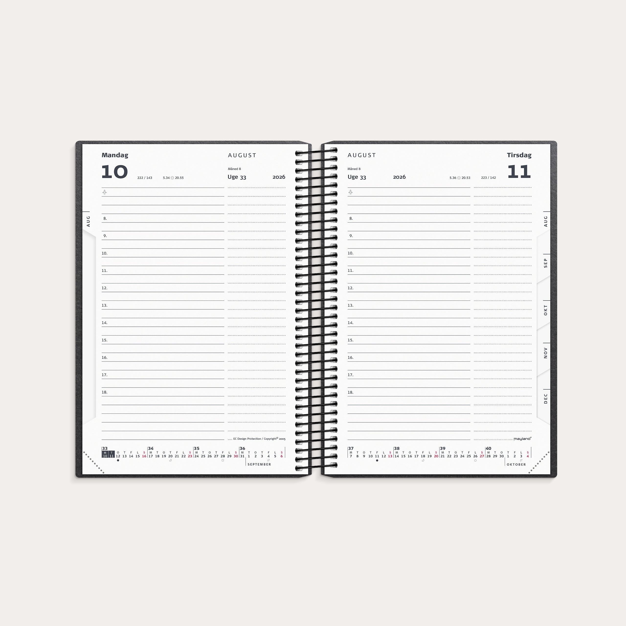 Studie Stor dagkalender sort genbrugskarton 2026/2027