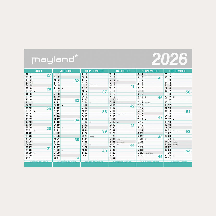 Studie Kæmpekalender 2x6 mdr. papir rør 2026/2027