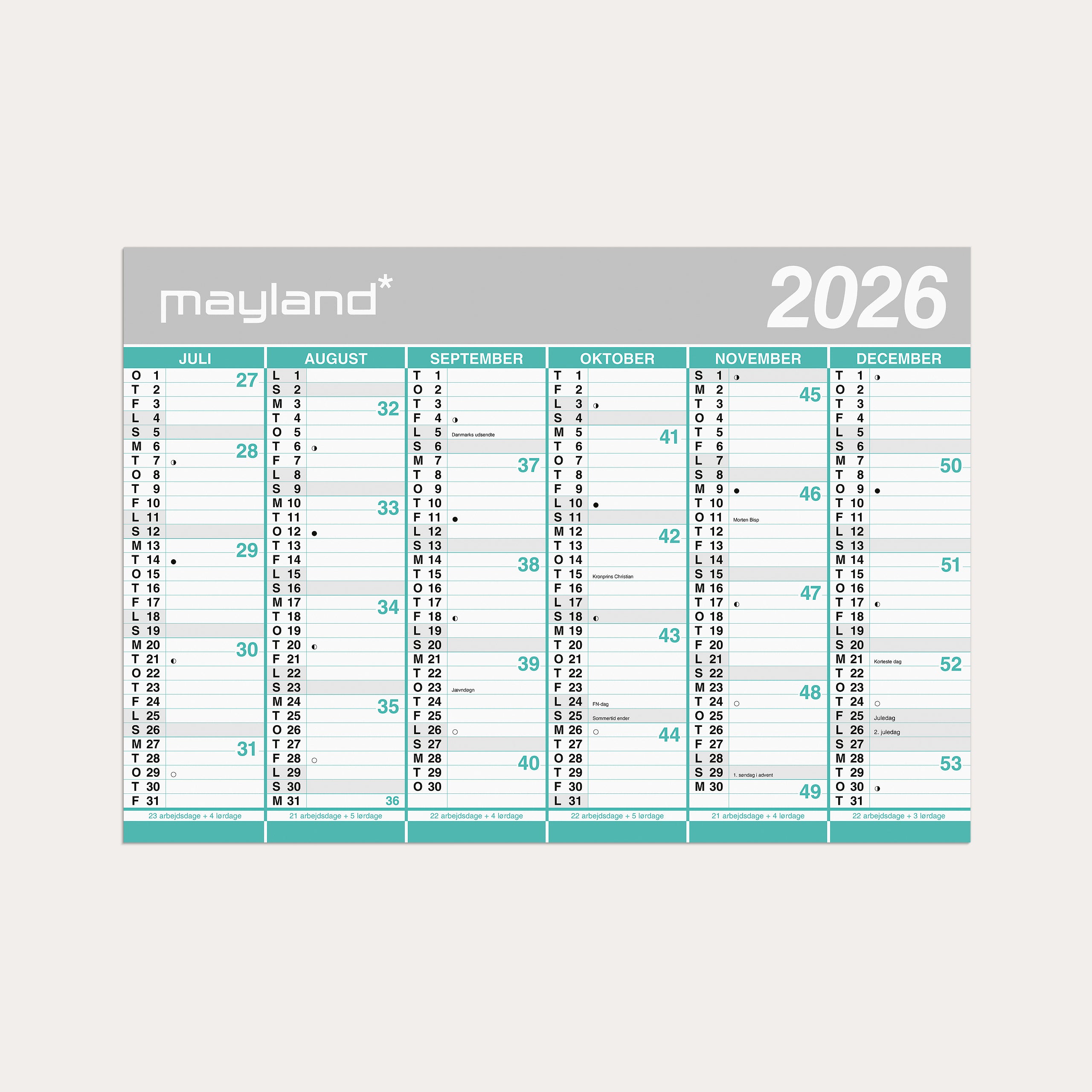 Studie Kæmpekalender 2x6 mdr. papir rør 2026/2027