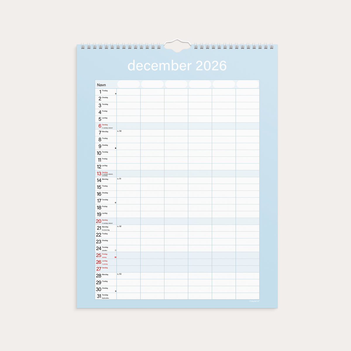 Studie Familiekalender Simply 2026/2027