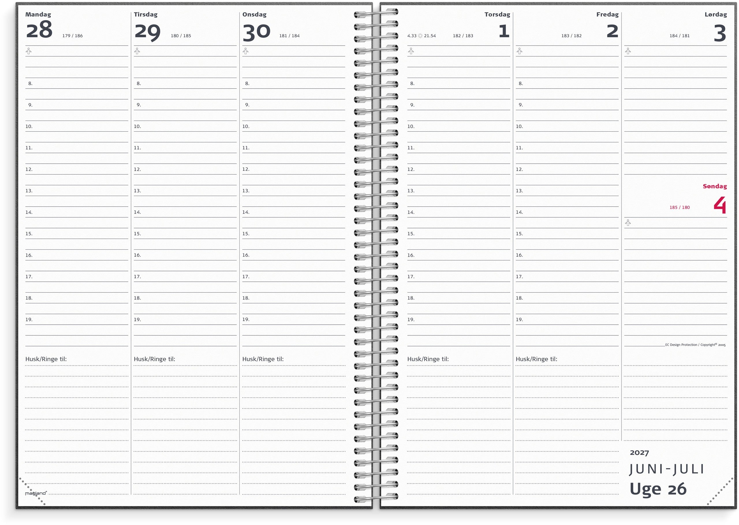Studie Lærerkalender A5 matsort genbrugskarton 2026/2027
