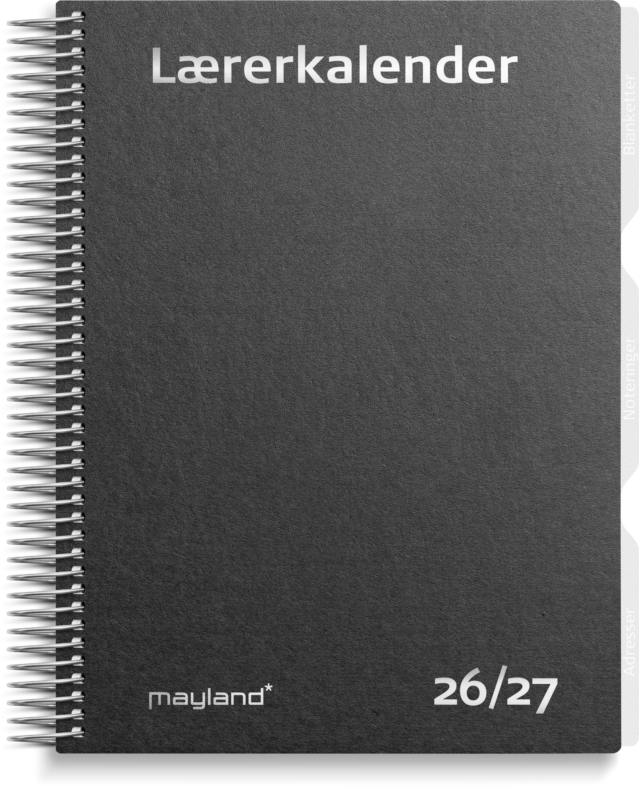 Studie Lærerkalender A5 matsort genbrugskarton 2026/2027