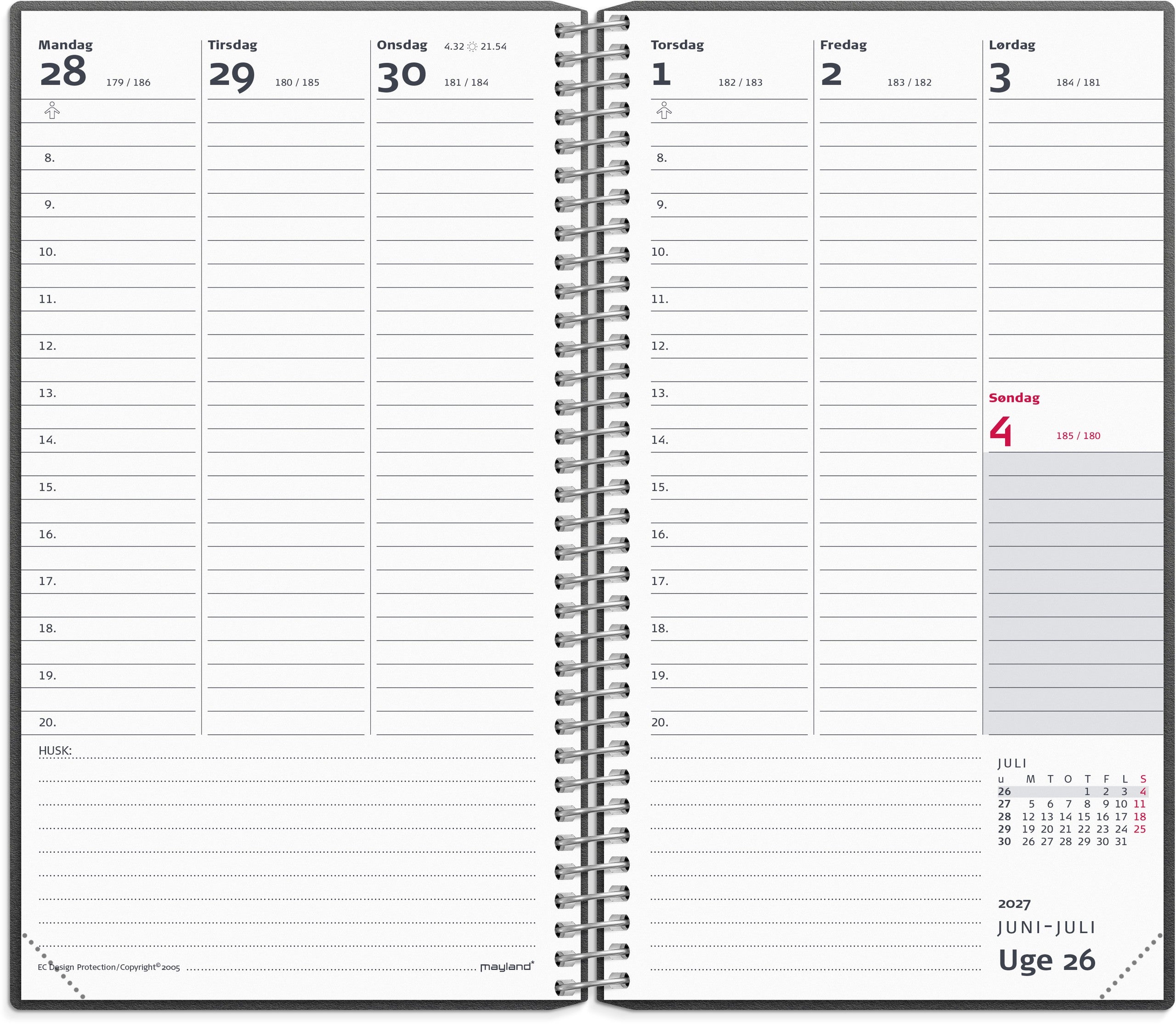 Studie Lille Lærerkalender matsort genbrugskarton 2026/2027