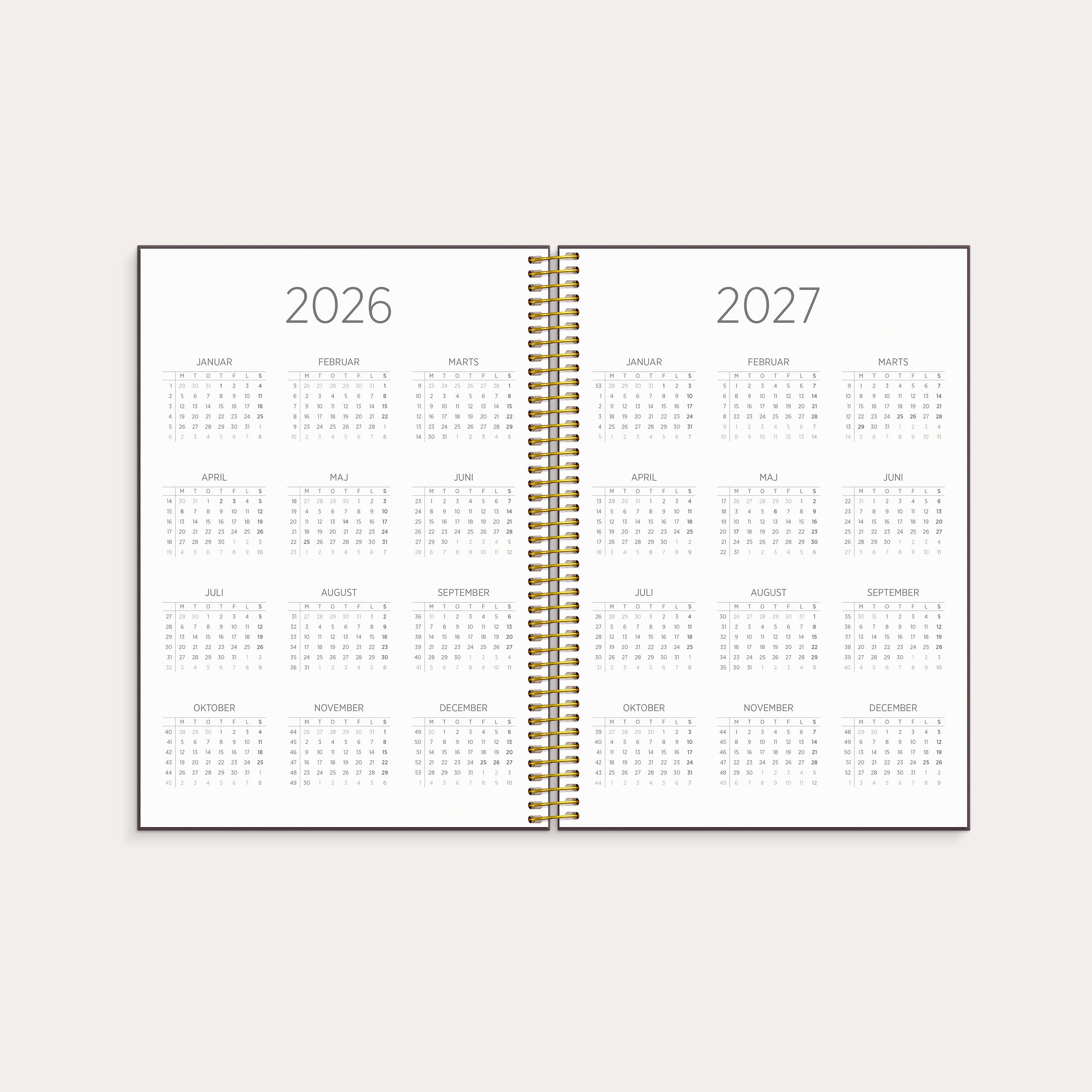 Studie Organizer & Notes A5 ugekalender design 2026/2027