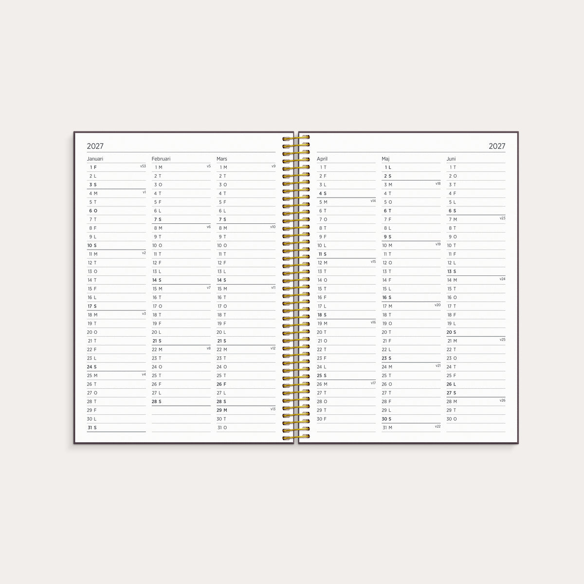 Studie Organizer & Notes A5 ugekalender design 2026/2027