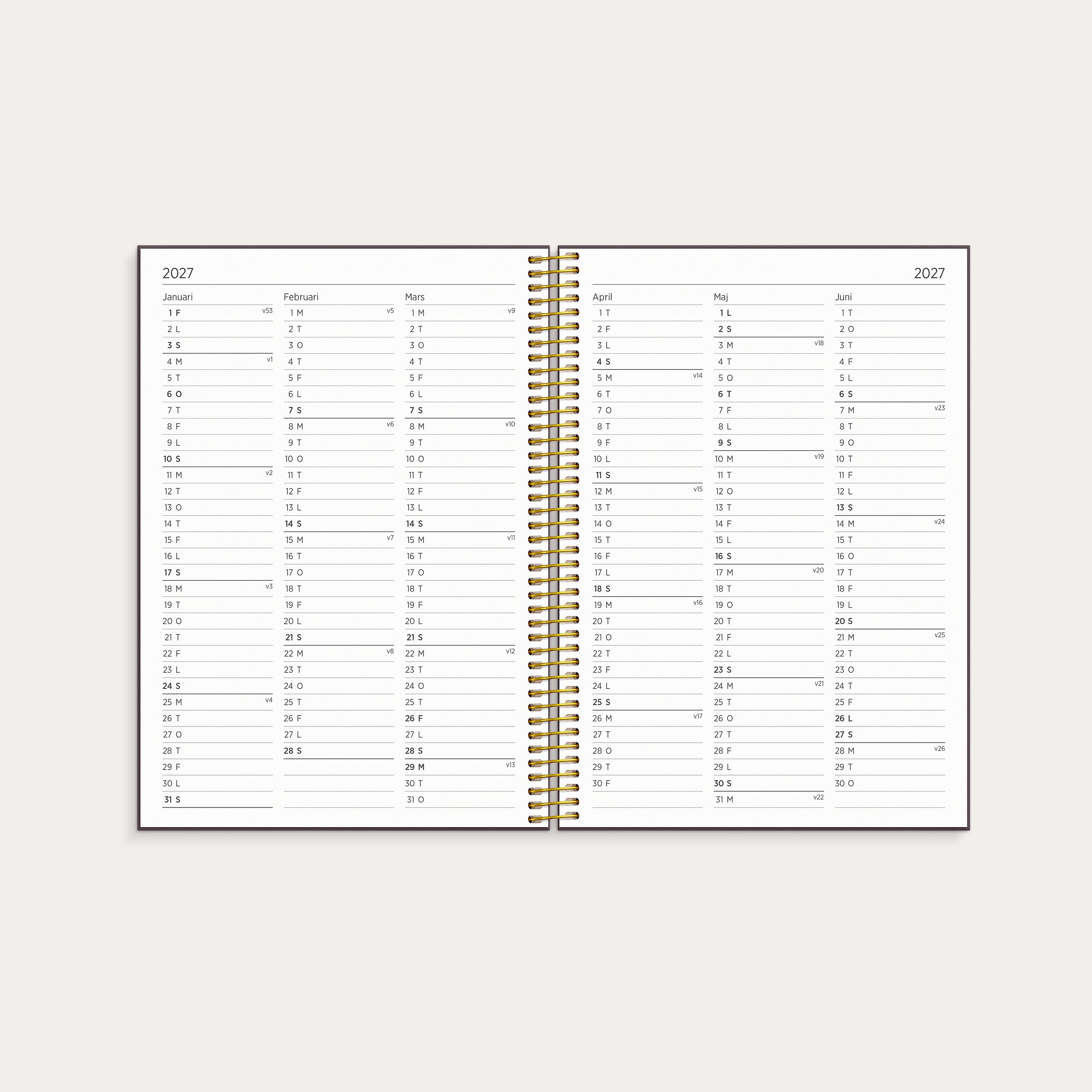 Studie Organizer & Notes A5 ugekalender design 2026/2027