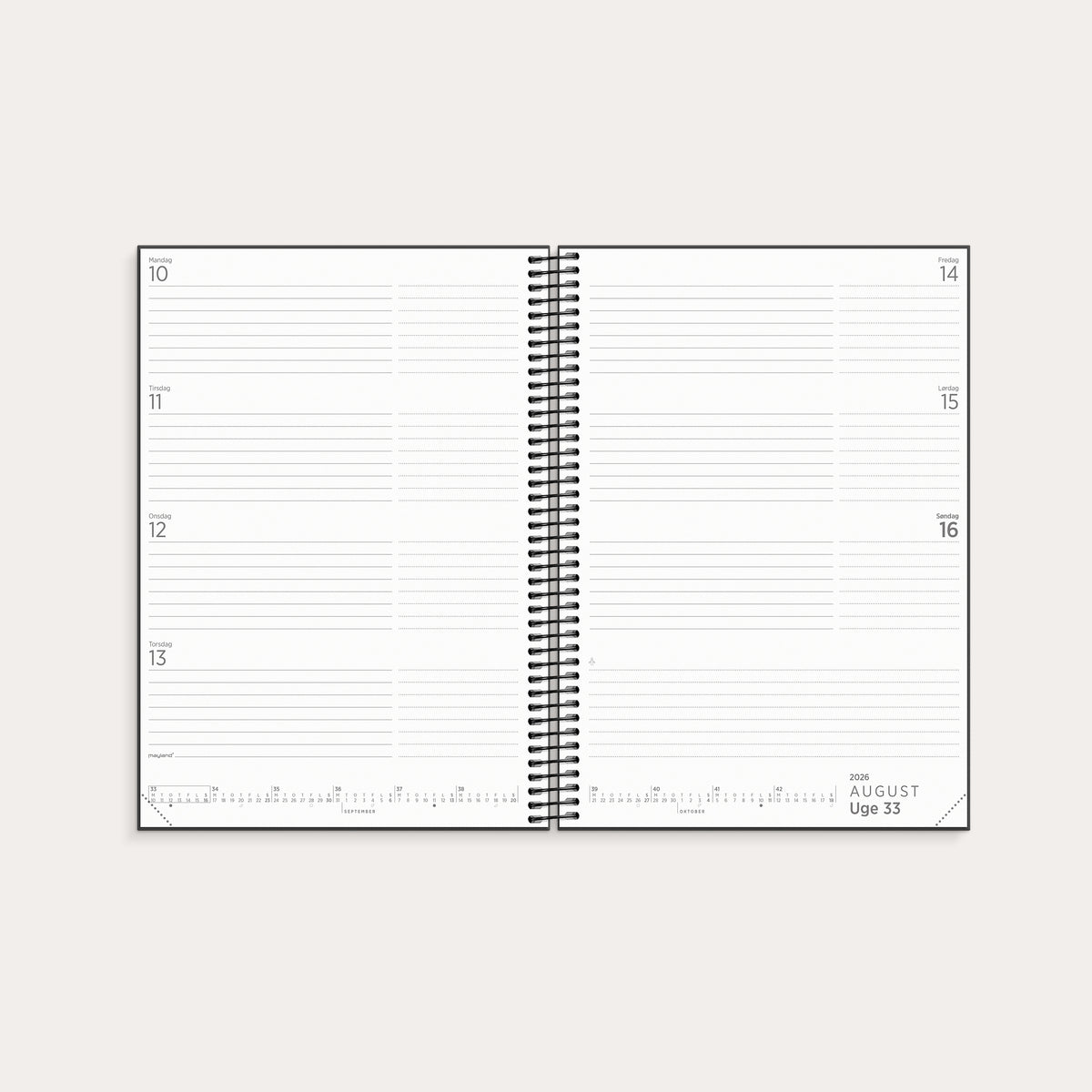 Studie Organizer & Notes A5 ugekalender sort 2026/2027
