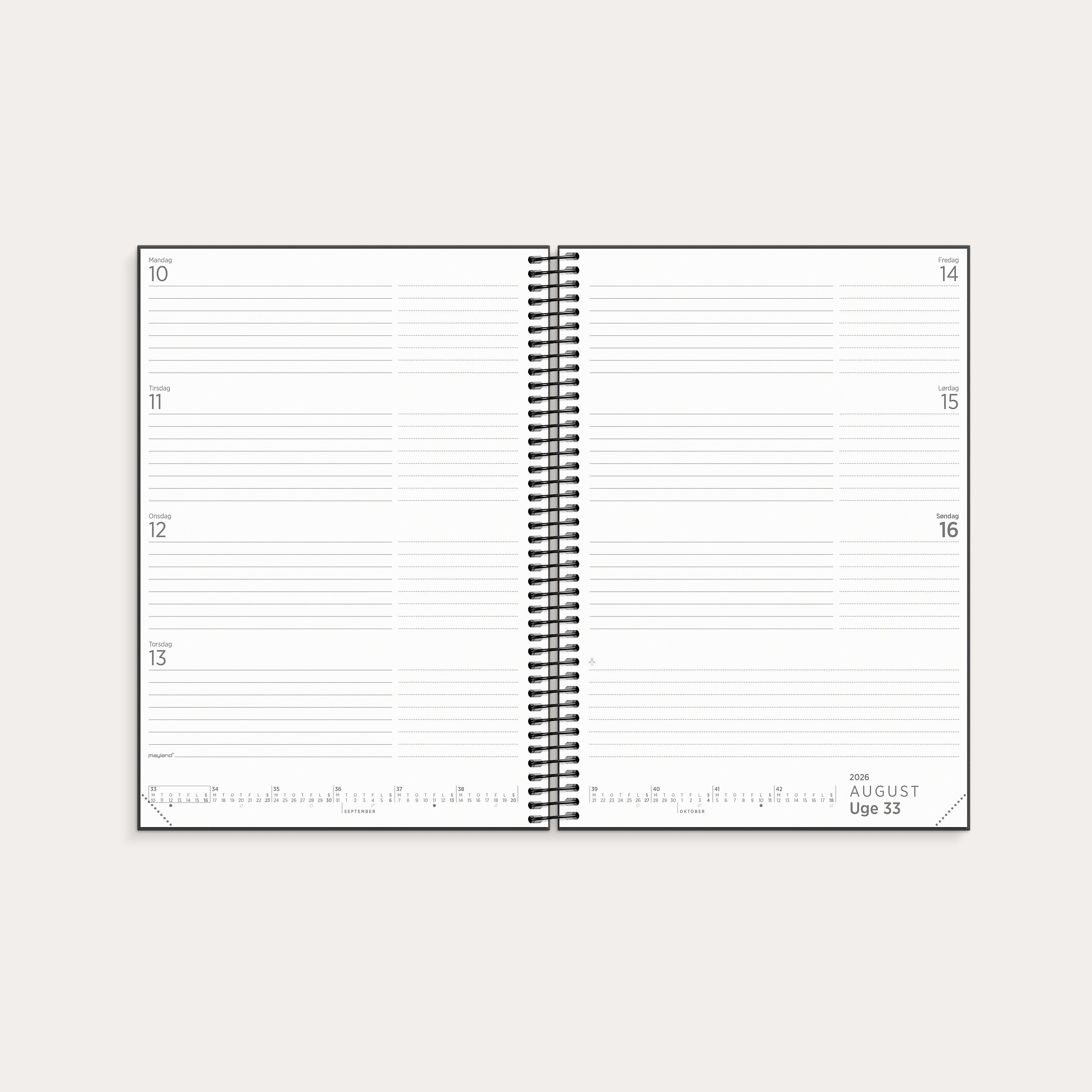 Studie Organizer & Notes A5 ugekalender sort 2026/2027