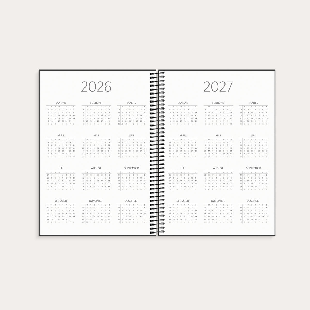 Studie Organizer & Notes A5 ugekalender sort 2026/2027