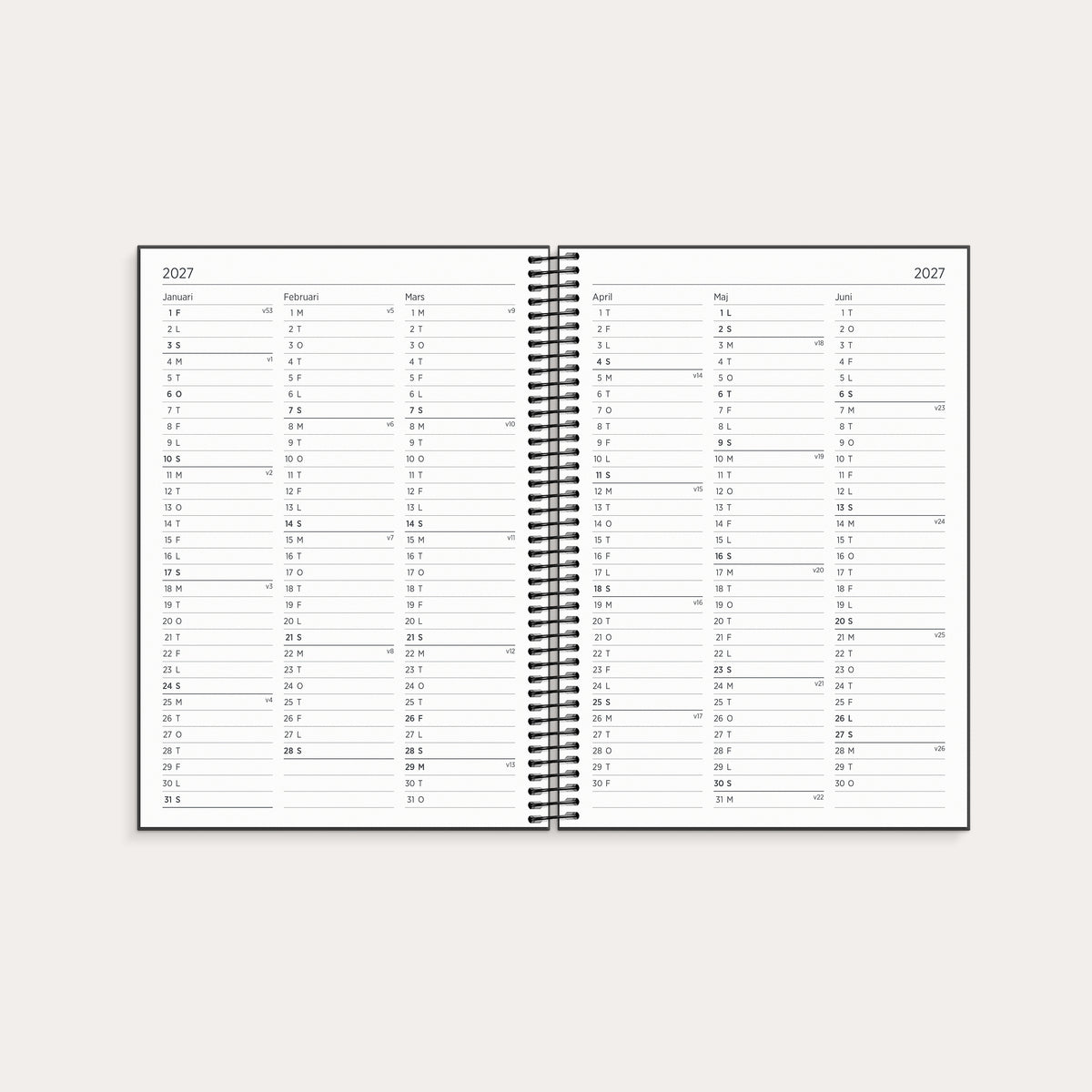 Studie Organizer & Notes A5 ugekalender sort 2026/2027