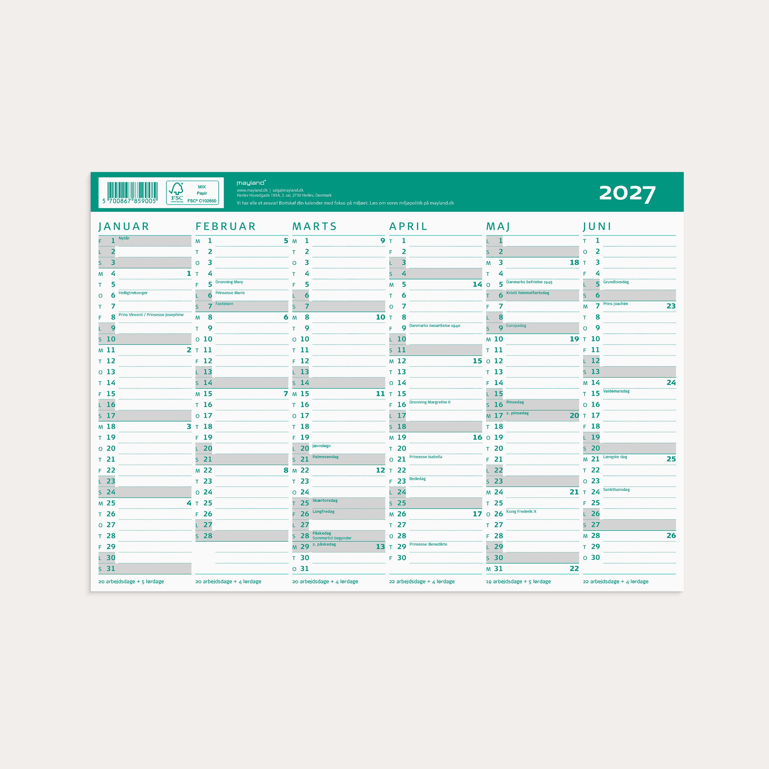 Studie Kartonkalender A4 2026/2027