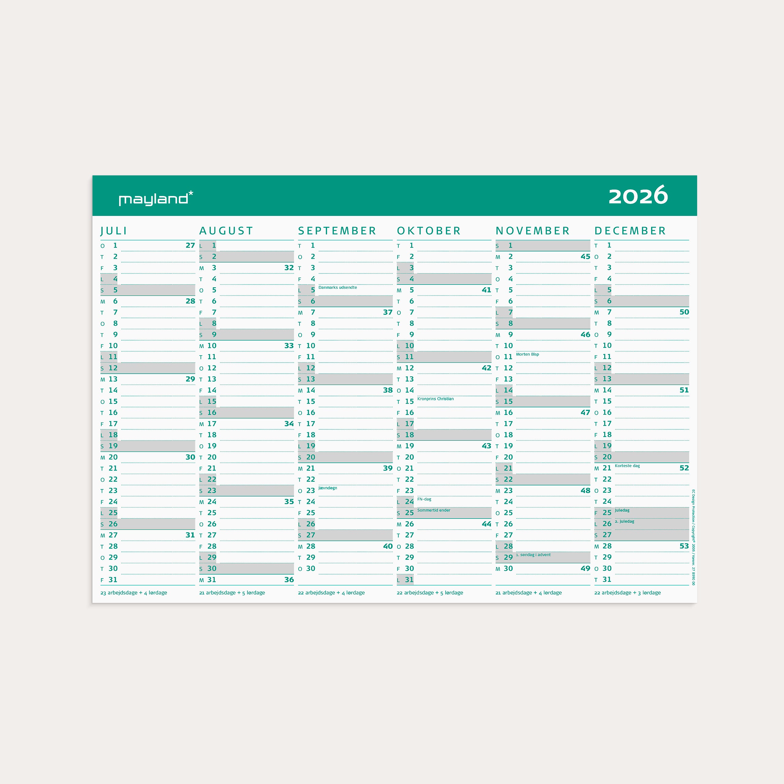 Studie Kartonkalender A4 2026/2027