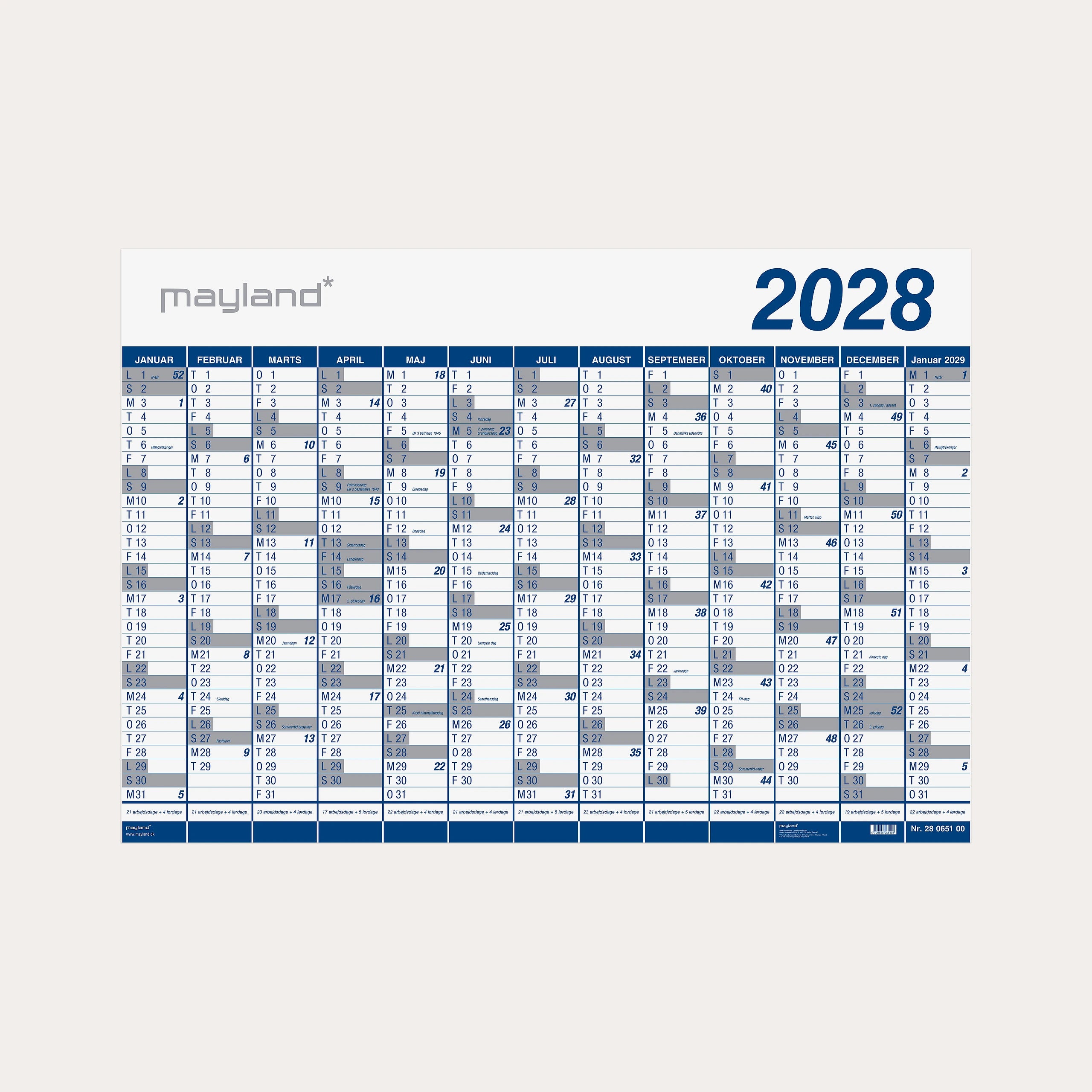 Kæmpekalender 1x13 mdr. PP-plast rør 2028