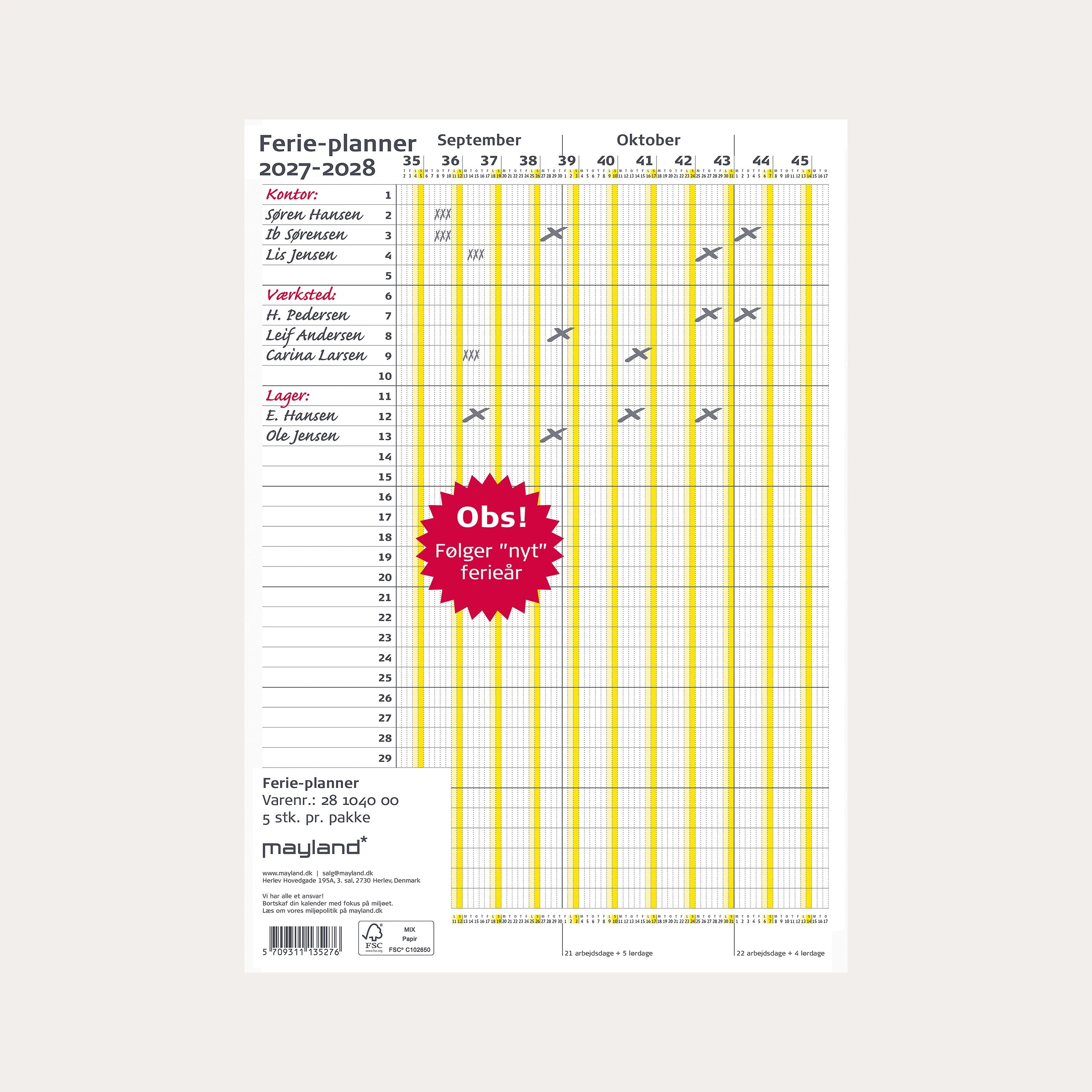 Ferie Planner 2027/2028