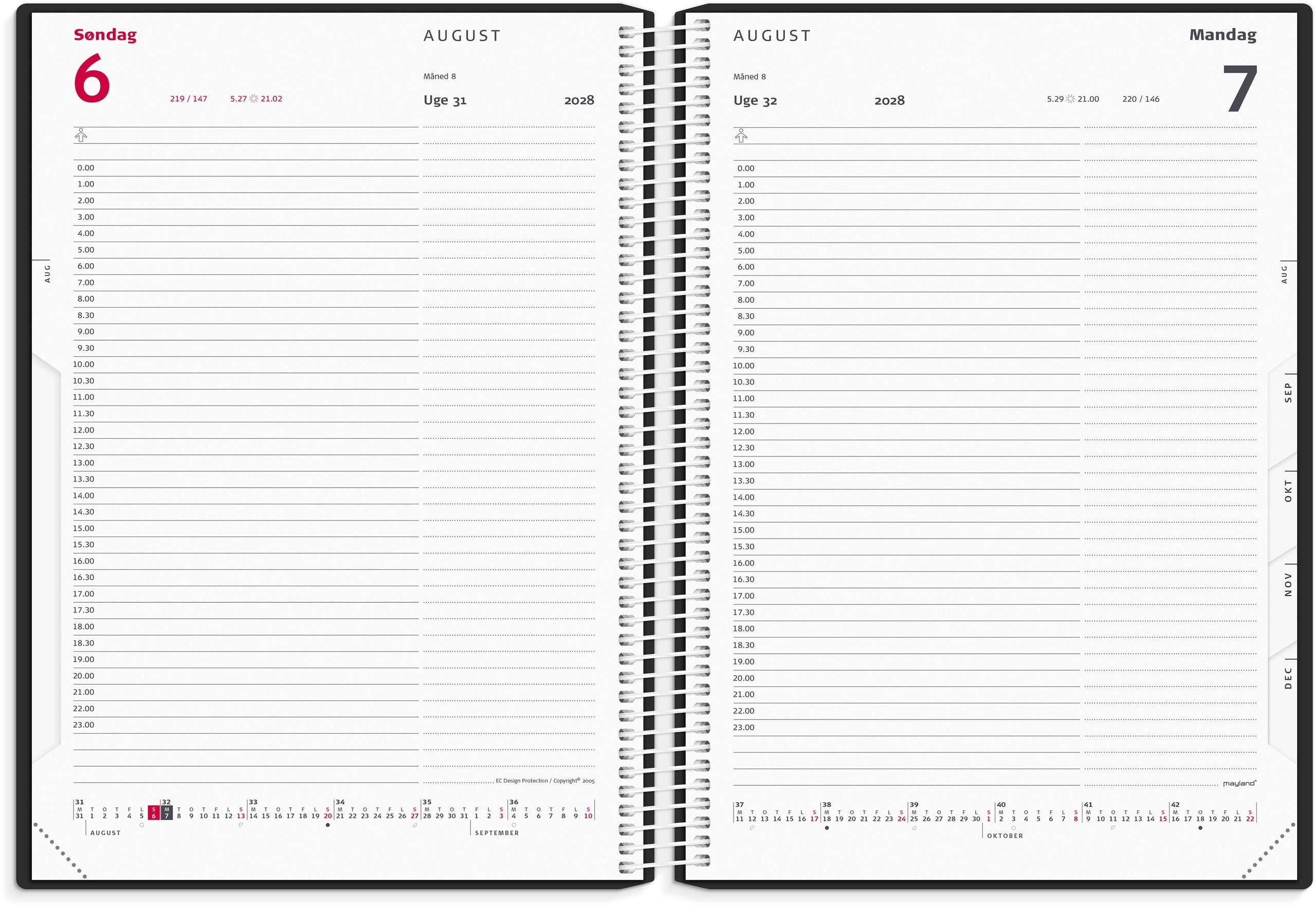 Timekalender sort PP-plast 2028