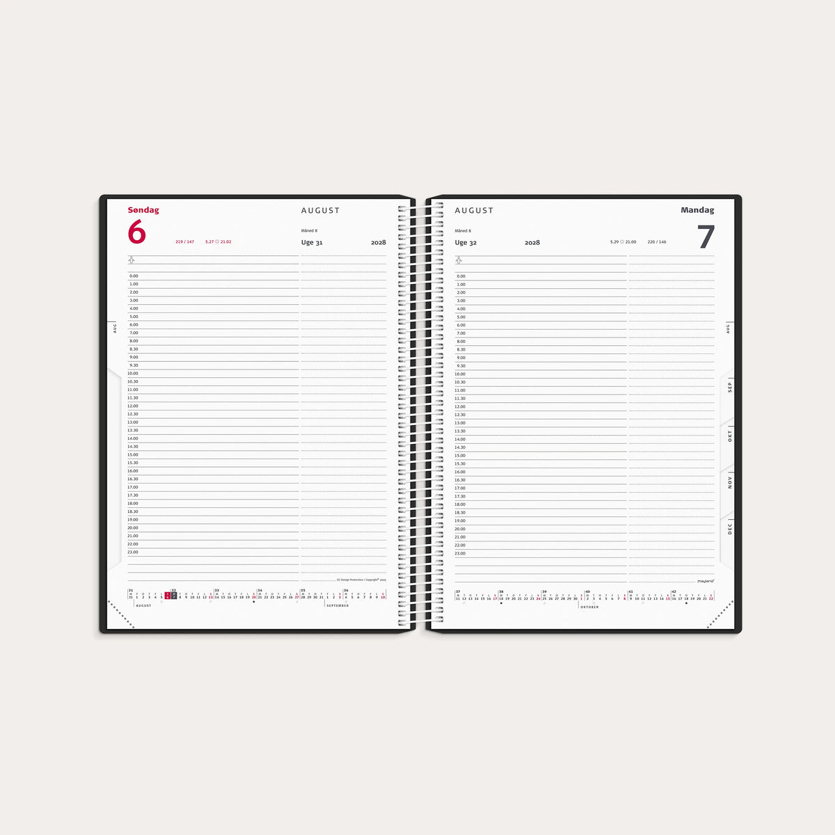 Timekalender sort PP-plast 2028