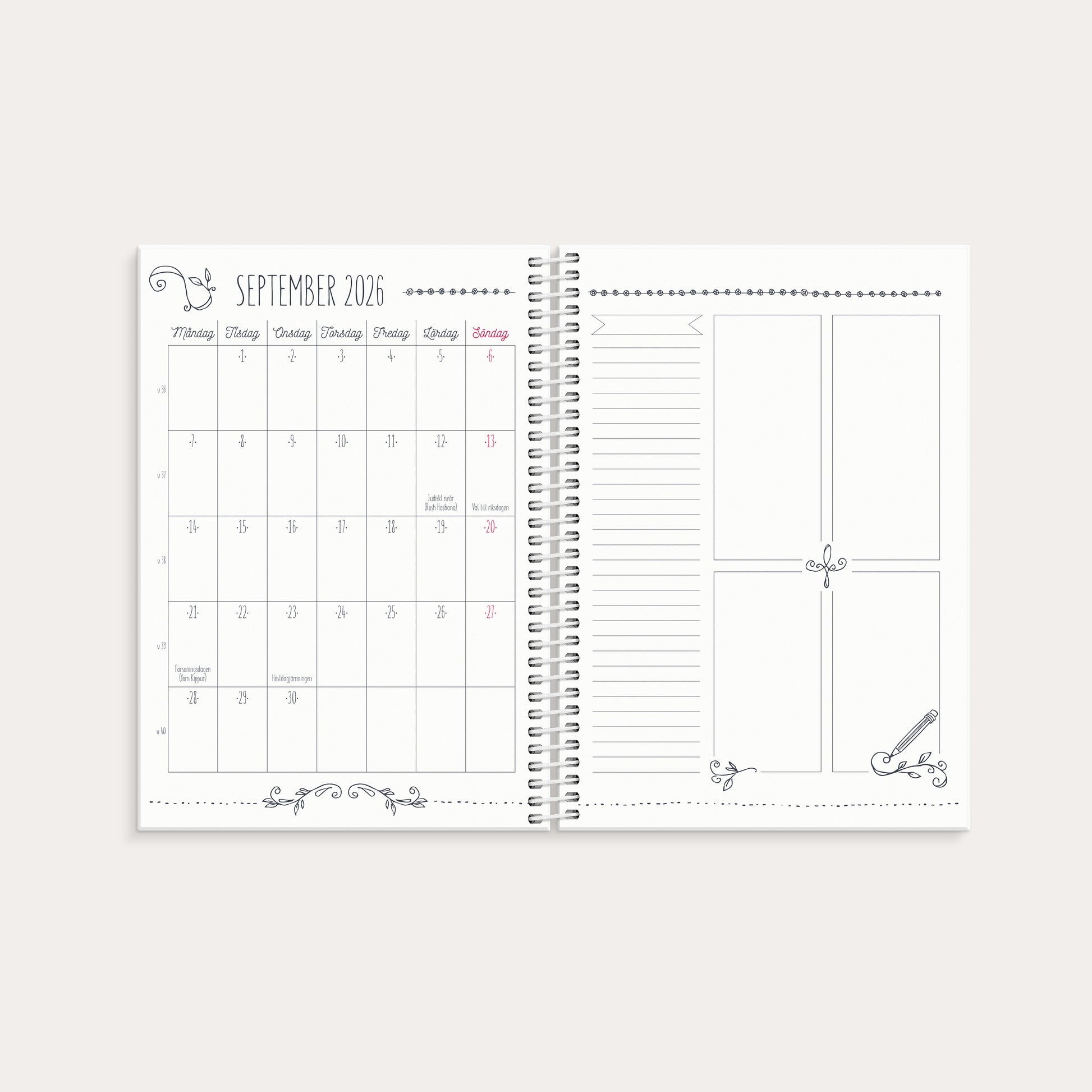 Kalender Doodle 2026 – detail view