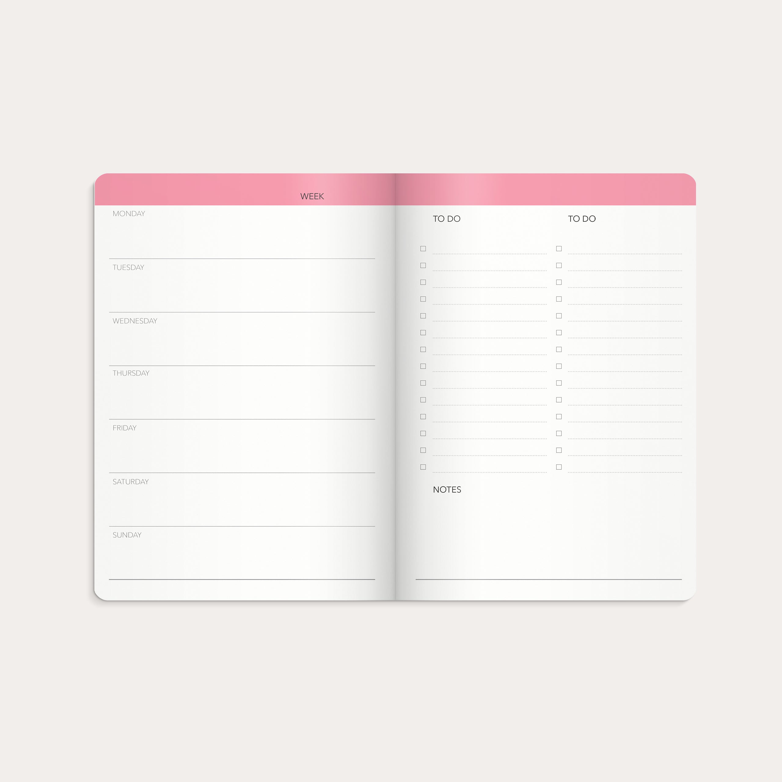 Week Planner pink kalender udateret