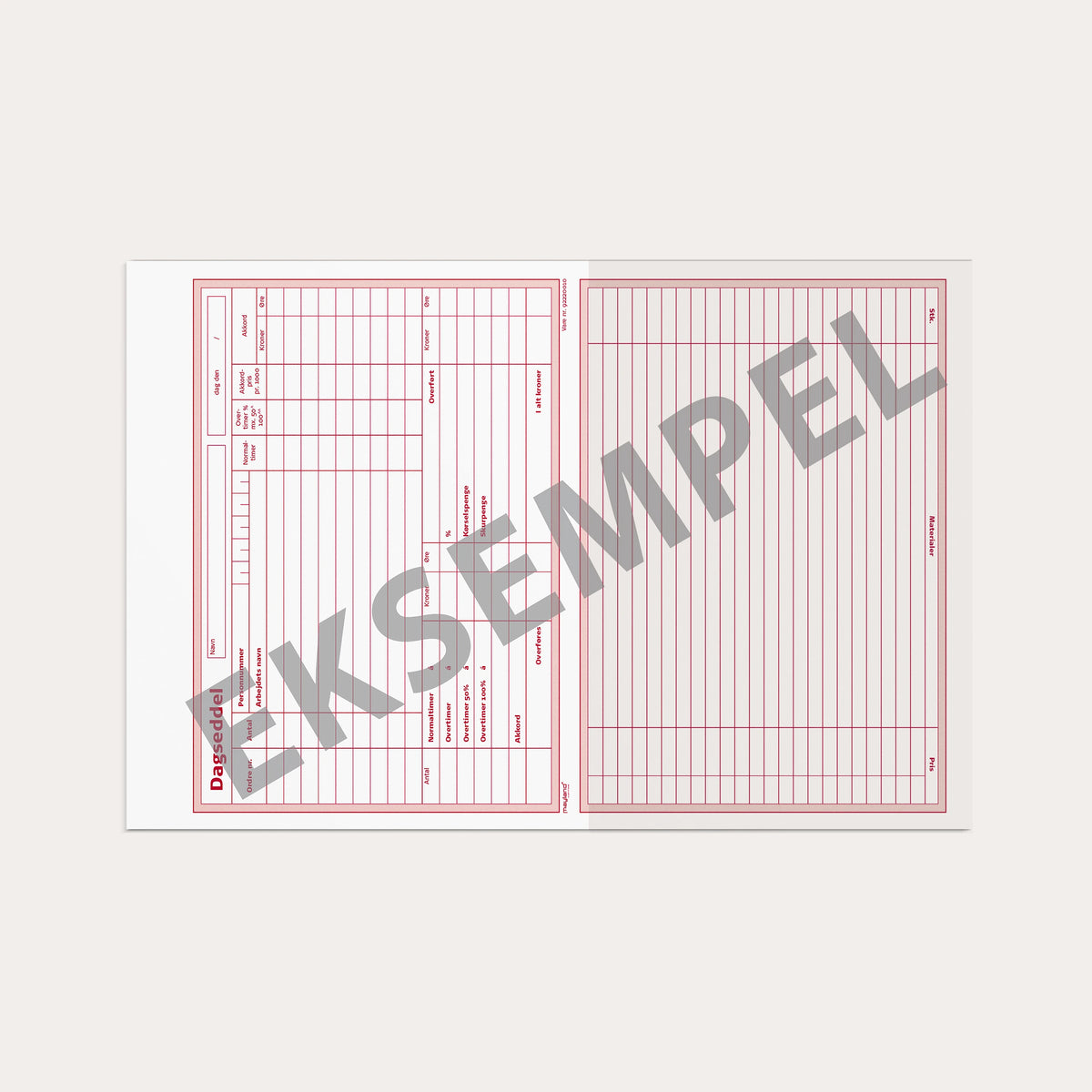 Dagsseddel 2 x 50 sider m. kopi