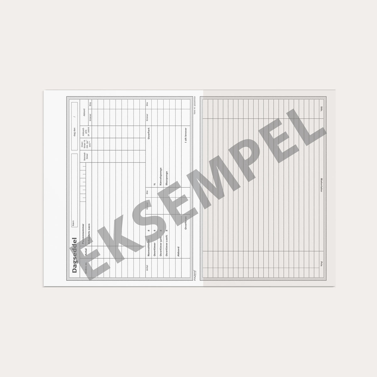 Dagsseddel 2 x 50 sider m. kopi