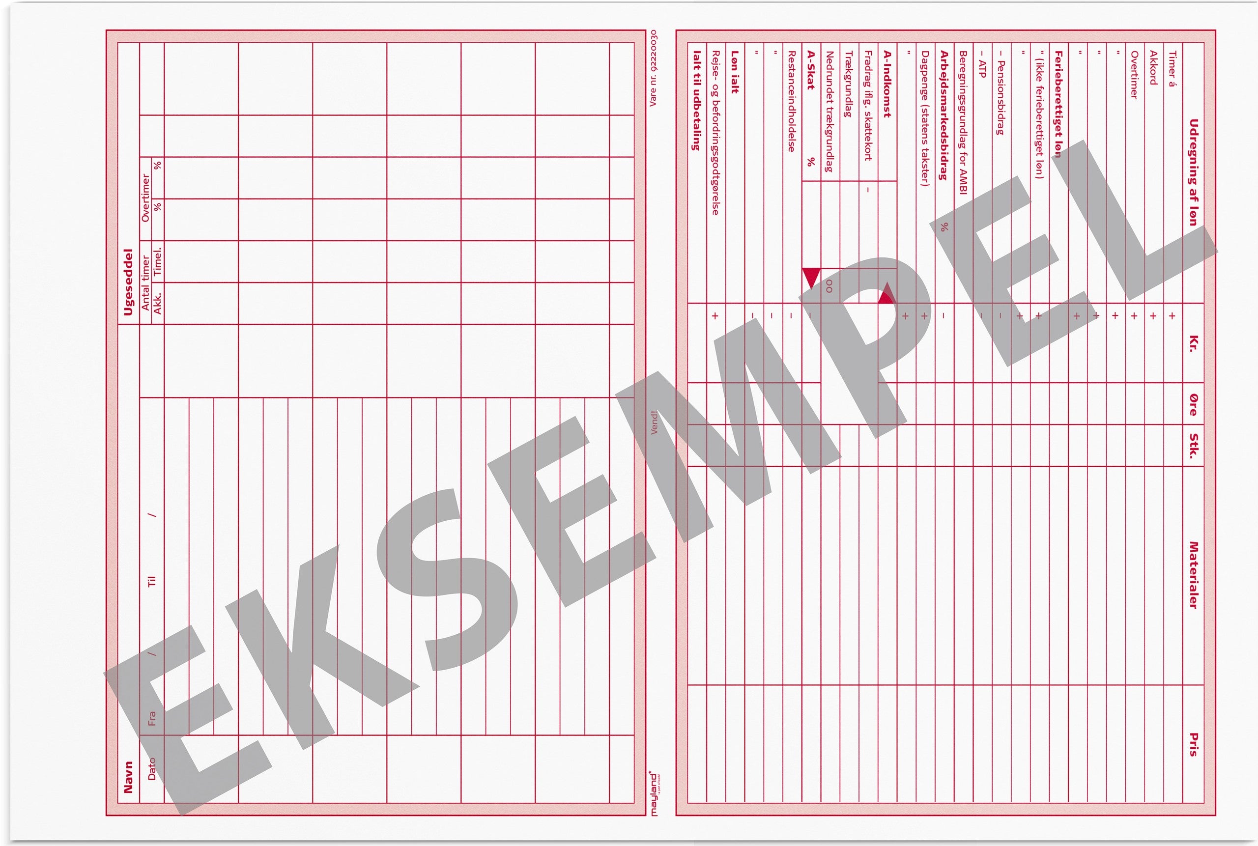 Ugesedler 2 x 50 sider m. kopi