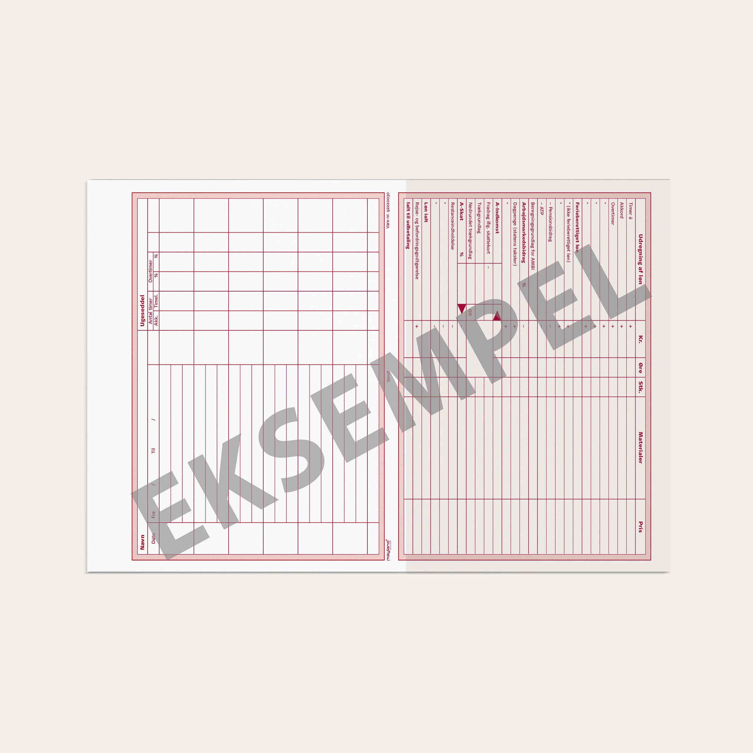 Ugesedler 2 x 50 sider m. kopi