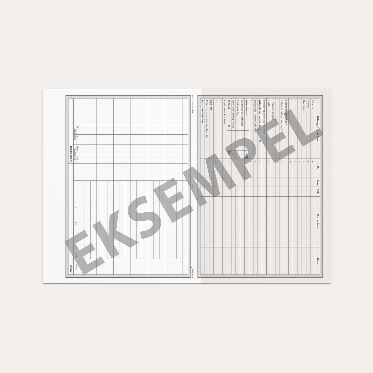 Ugesedler 2 x 50 sider m. kopi