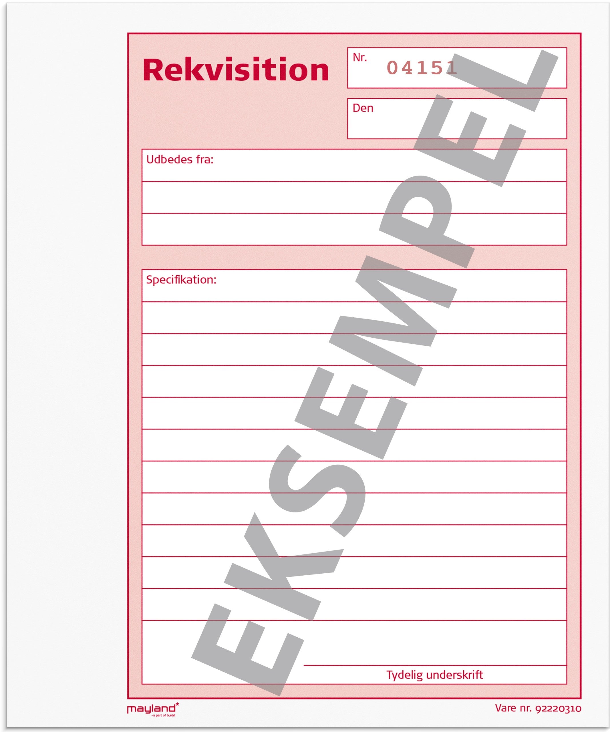 Rekvisitionsbog 2 x 50 sider m. kopi