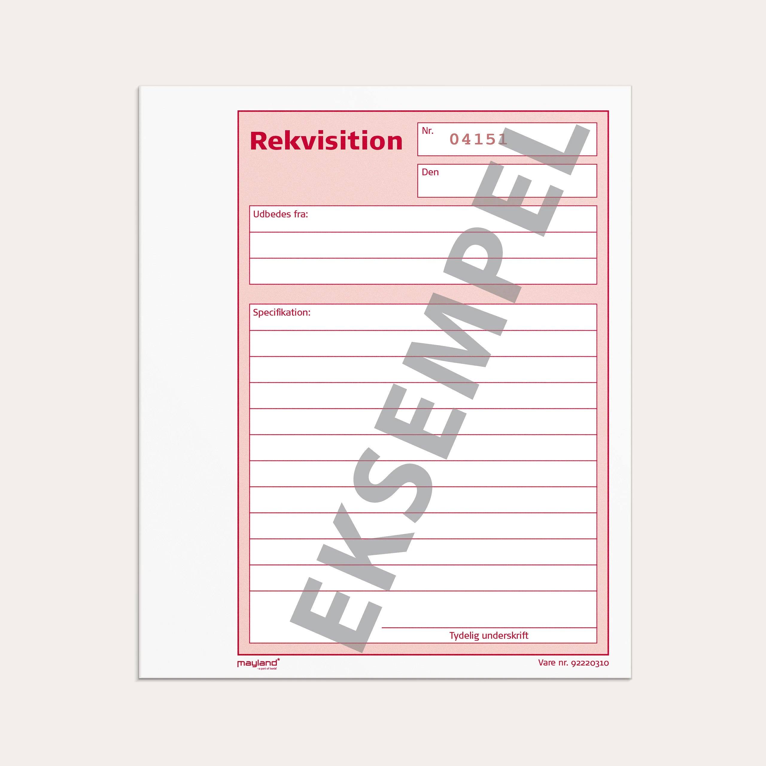 Rekvisitionsbog 2 x 50 sider m. kopi