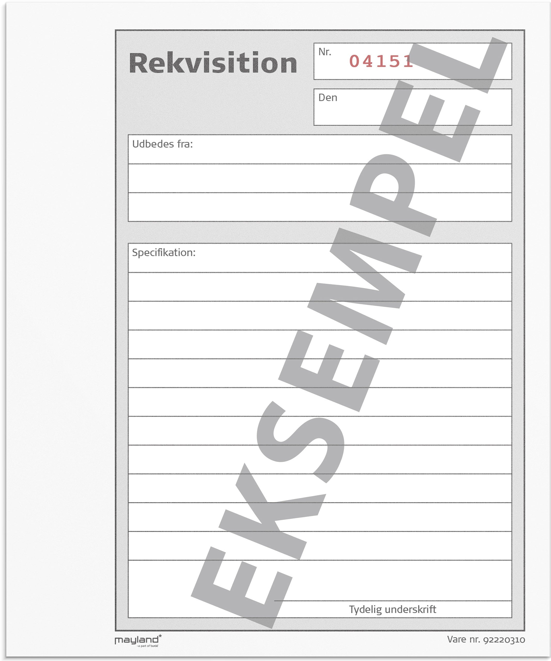 Rekvisitionsbog 2 x 50 sider m. kopi