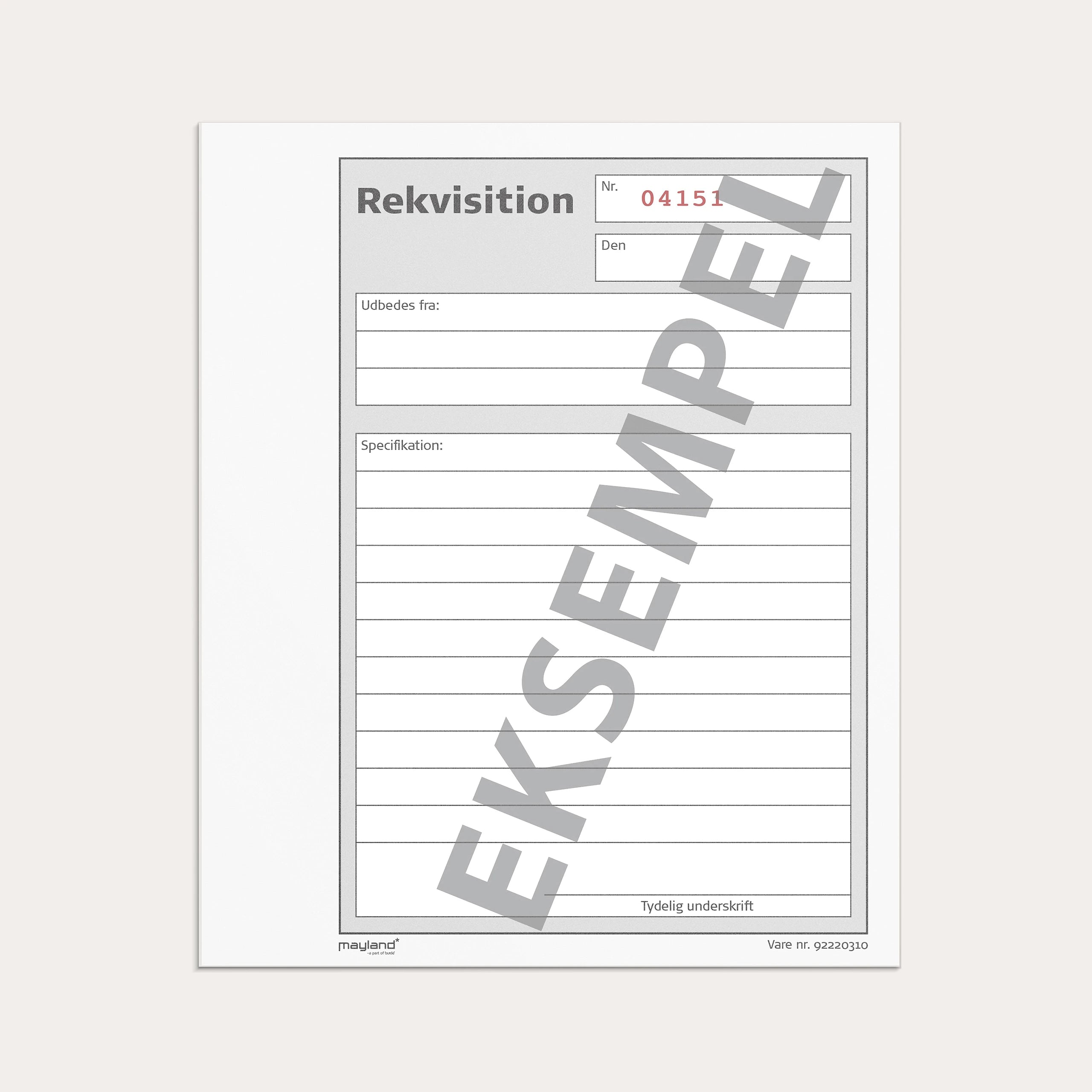 Rekvisitionsbog 2 x 50 sider m. kopi