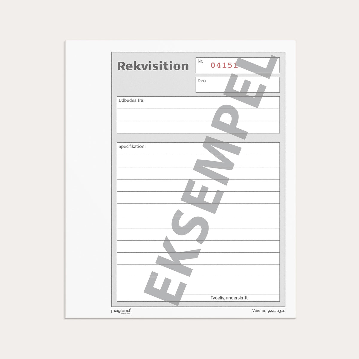 Rekvisitionsbog 2 x 50 sider m. kopi