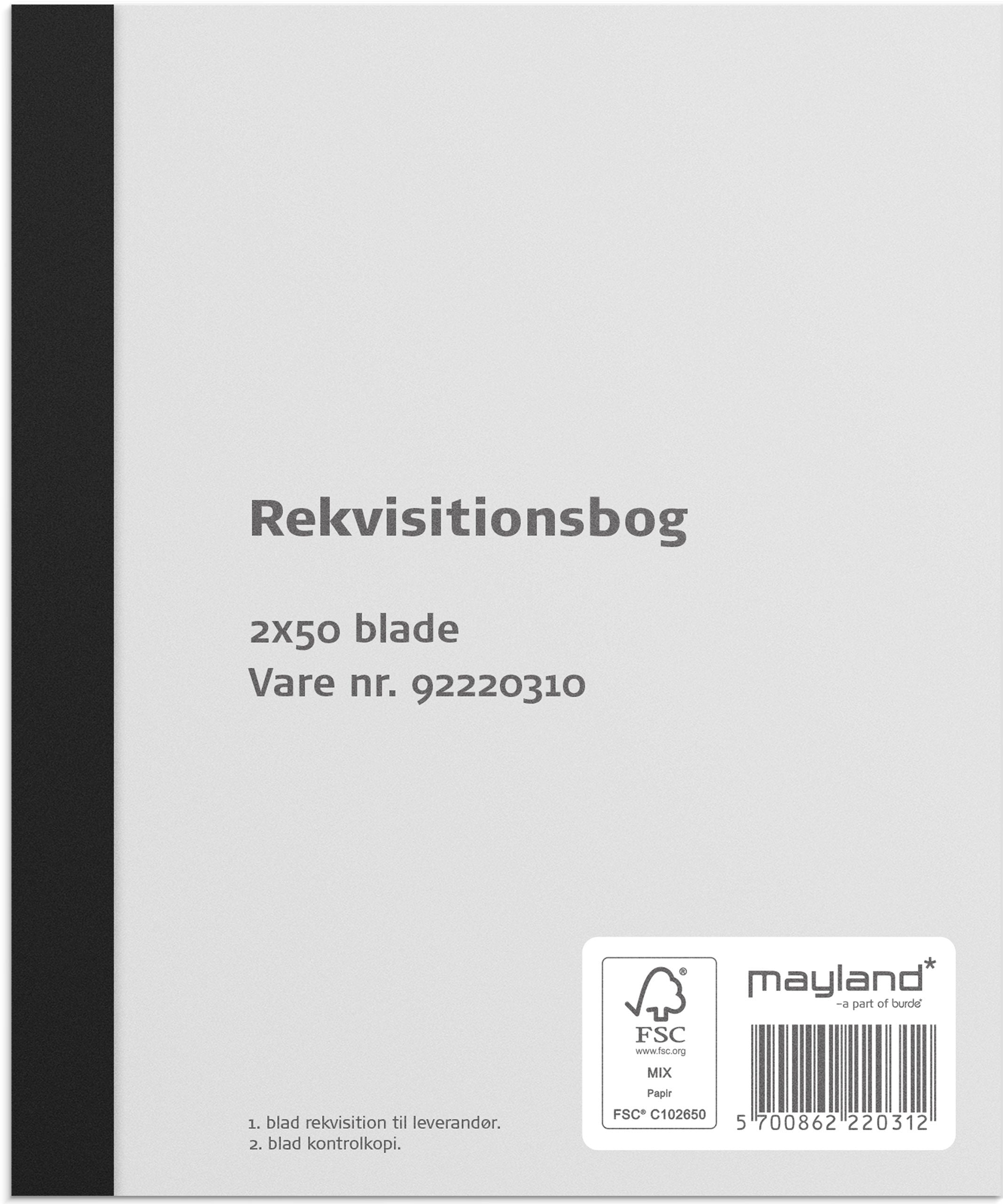 Rekvisitionsbog 2 x 50 sider m. kopi