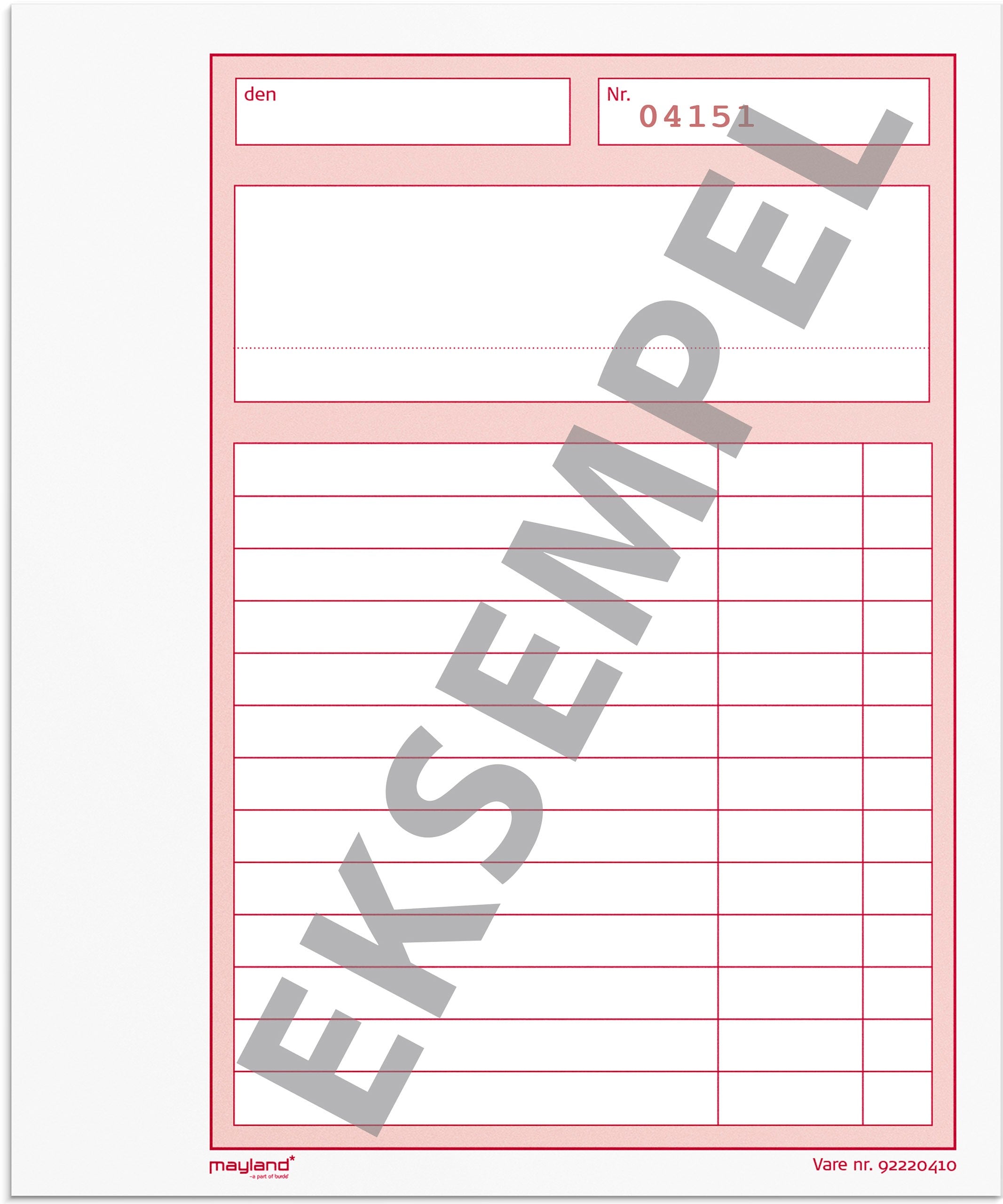 Duplikatbog m. talkolonne 2 x 100 sider m. kopi