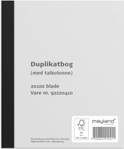 Duplikatbog m. talkolonne 2 x 100 sider m. kopi
