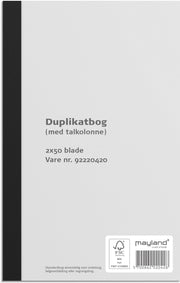 Duplikatbog smal 2 x 50 sider m. kopi
