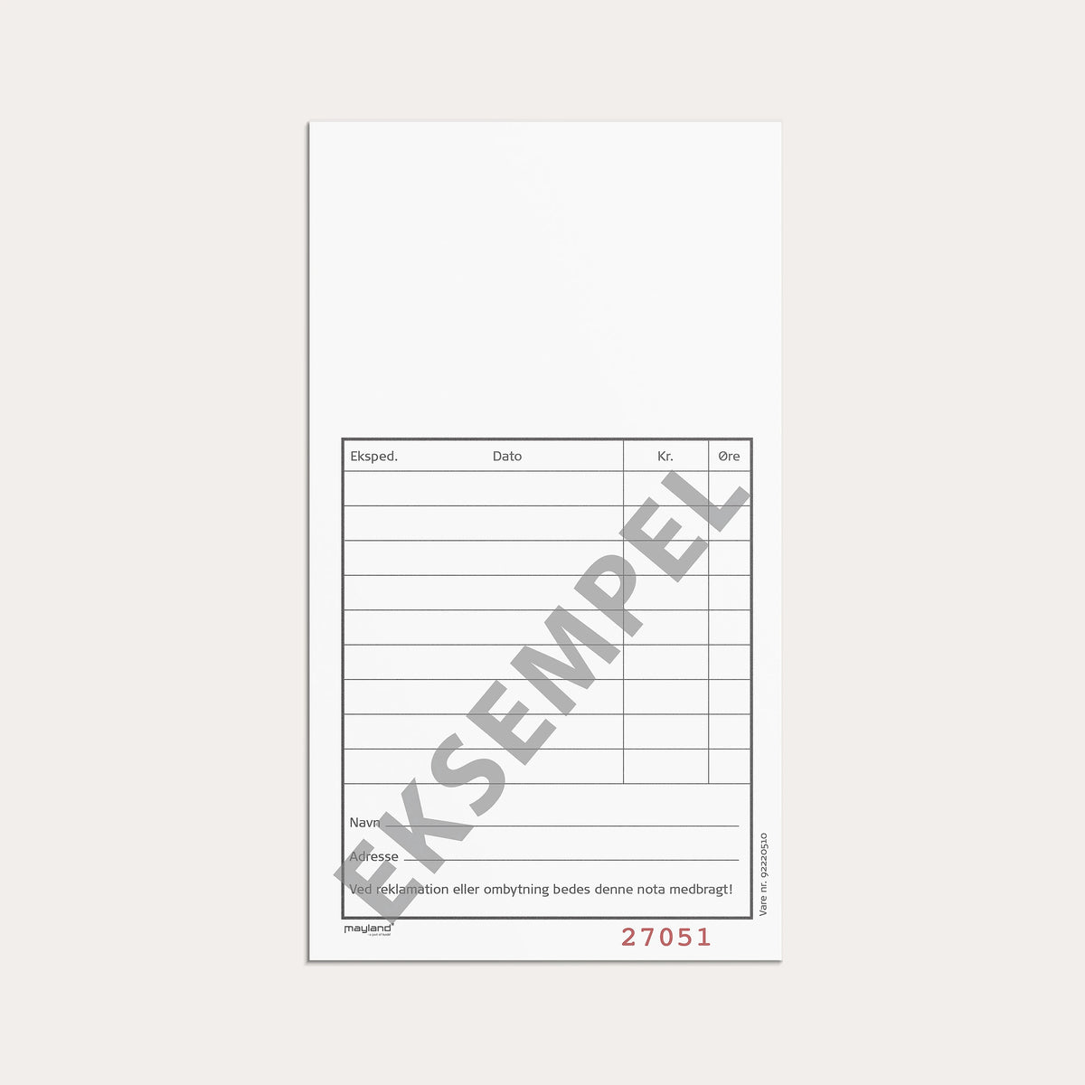 Kasseblok lille 2 x 50 sider m. kopi