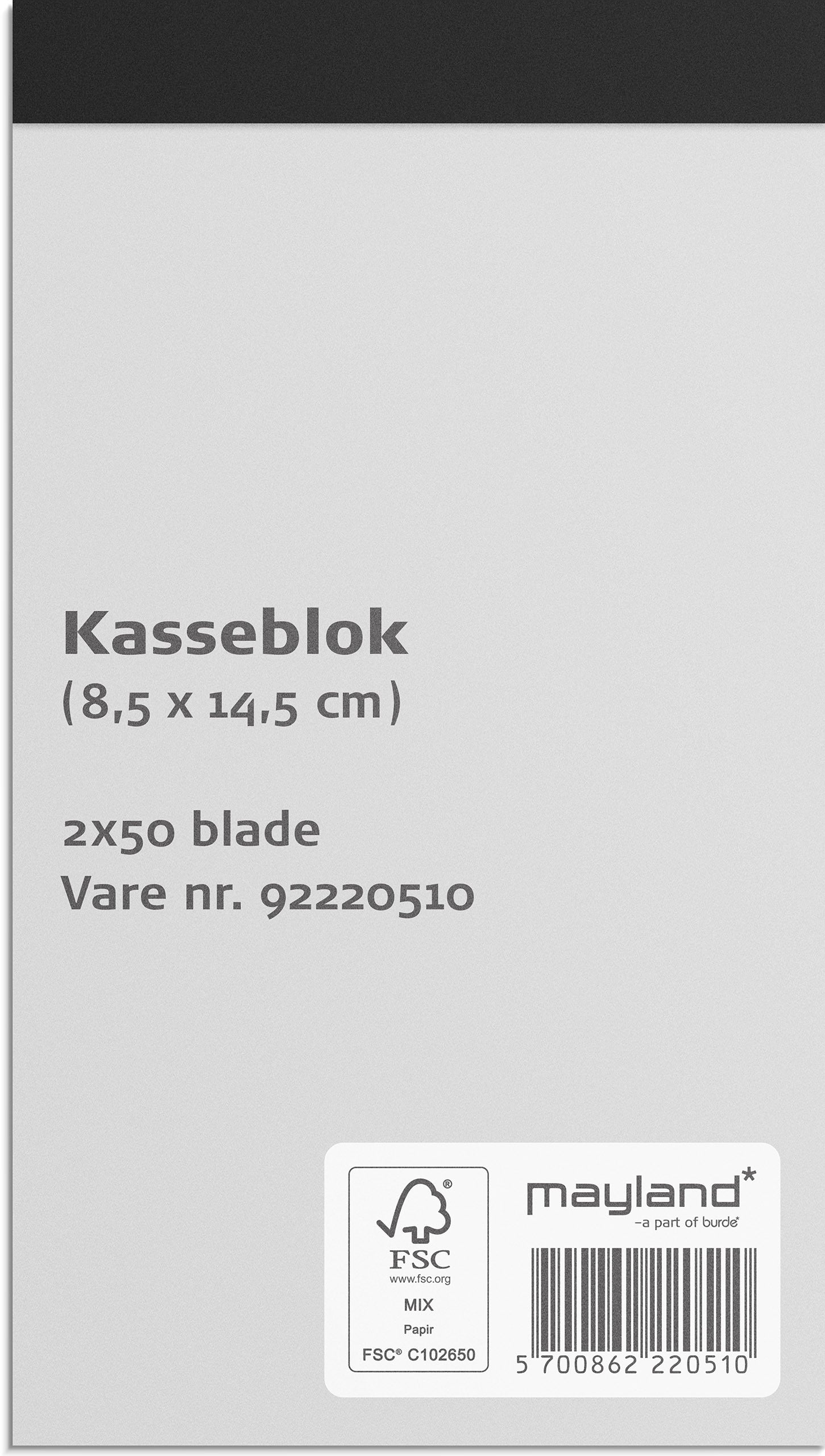 Kasseblok lille 2 x 50 sider m. kopi
