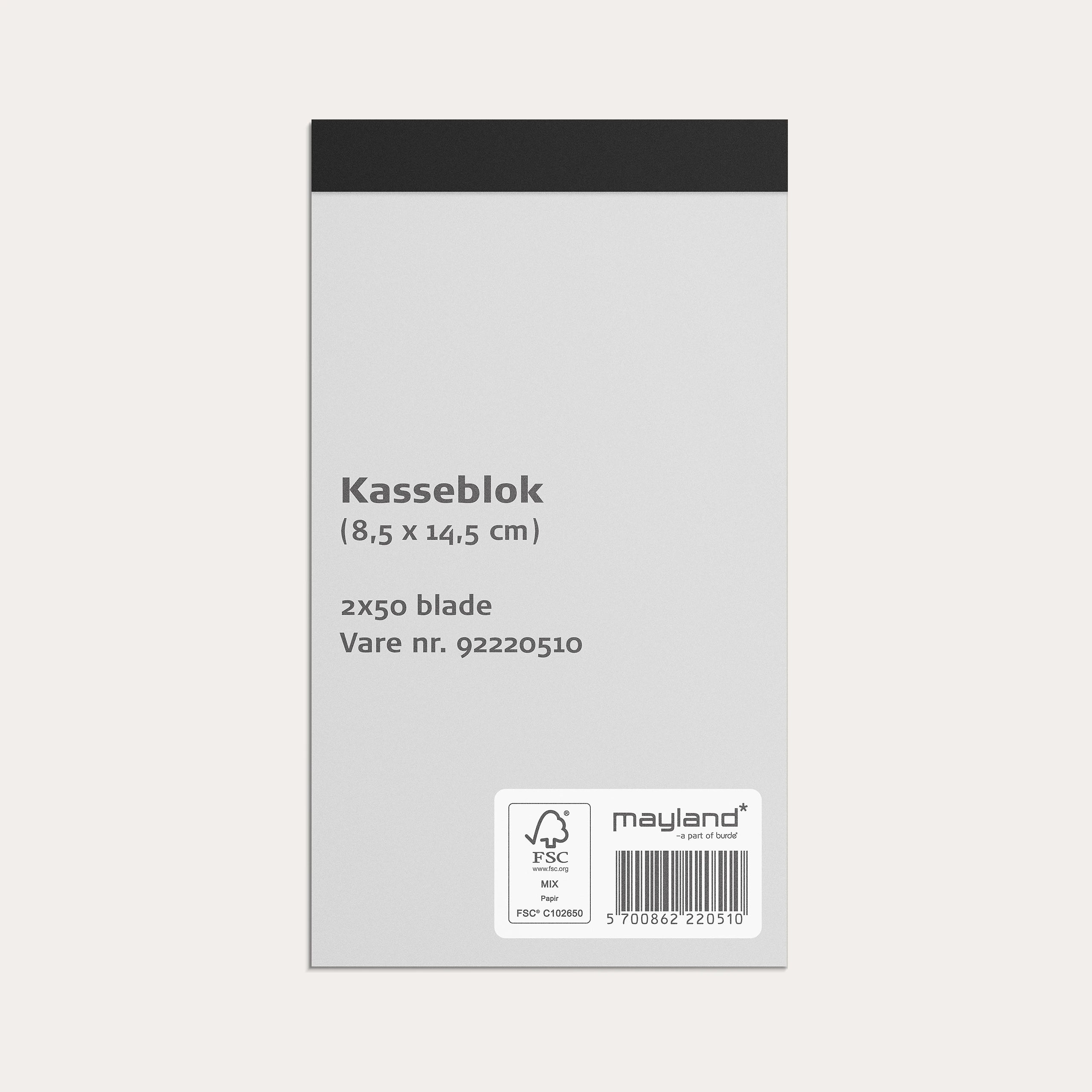 Kasseblok lille 2 x 50 sider m. kopi