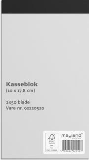 Kasseblok stor 2 x 50 sider m. kopi