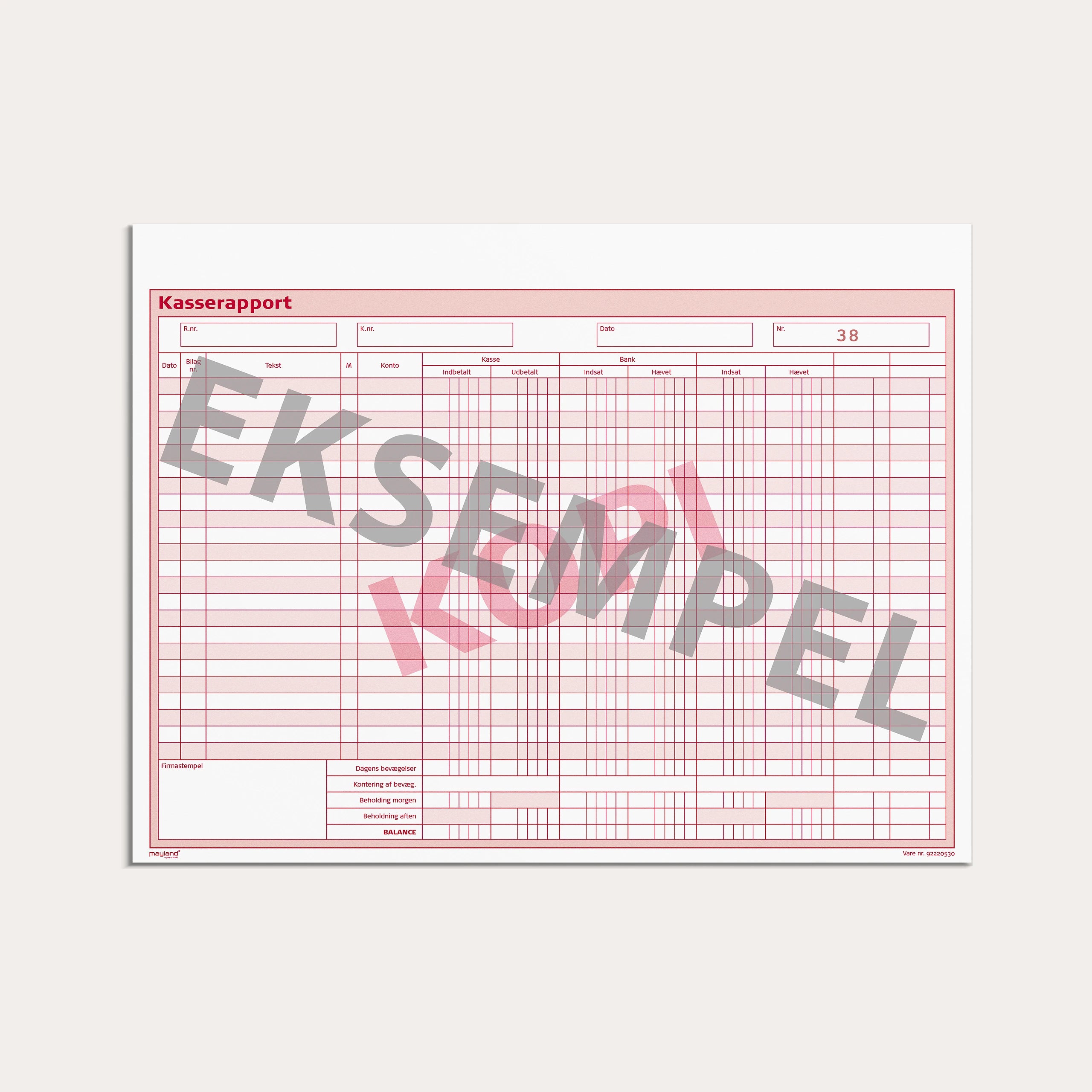 Kasserapport (kasse-bank+1) 2 x 50 sider m. kopi