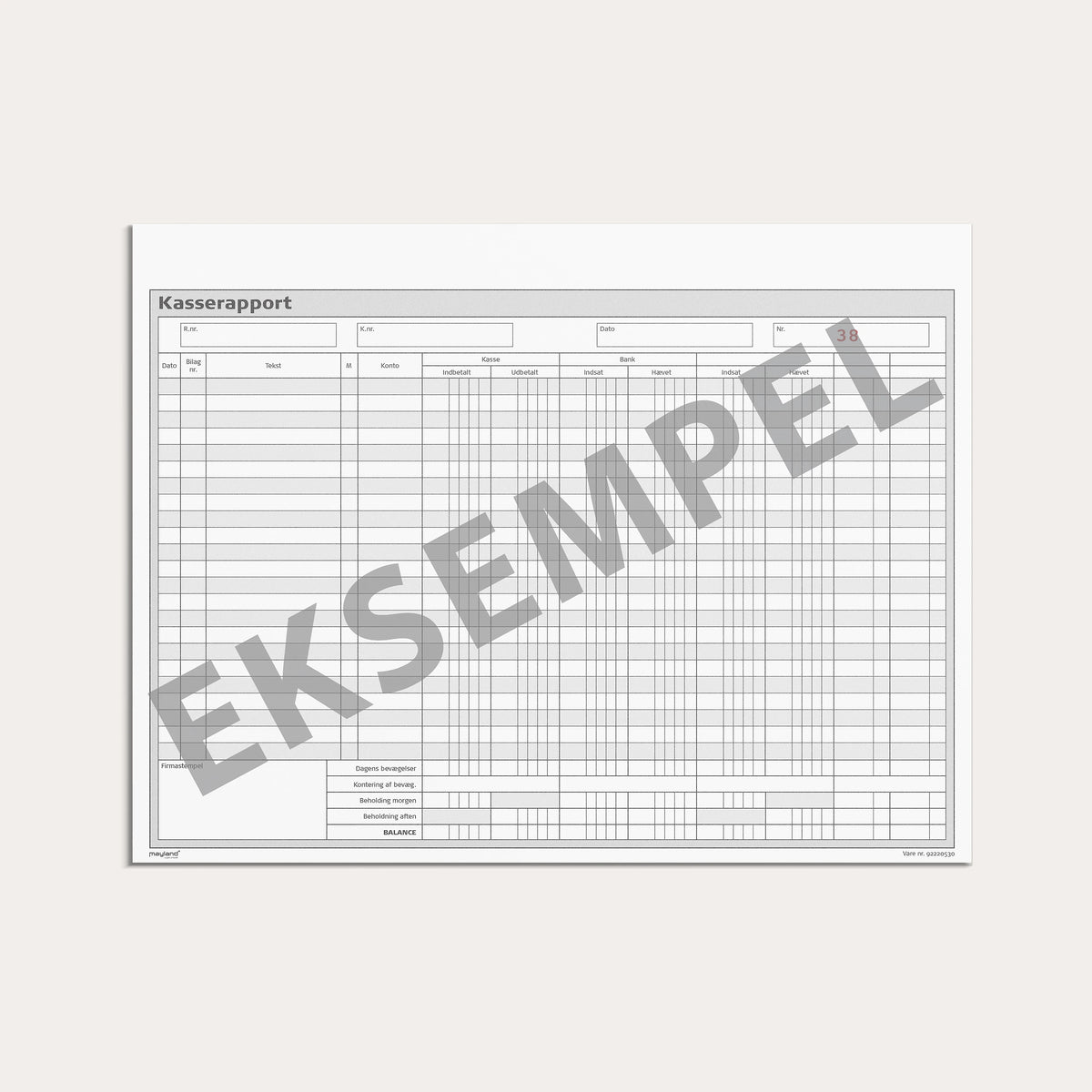 Kasserapport (kasse-bank+1) 2 x 50 sider m. kopi