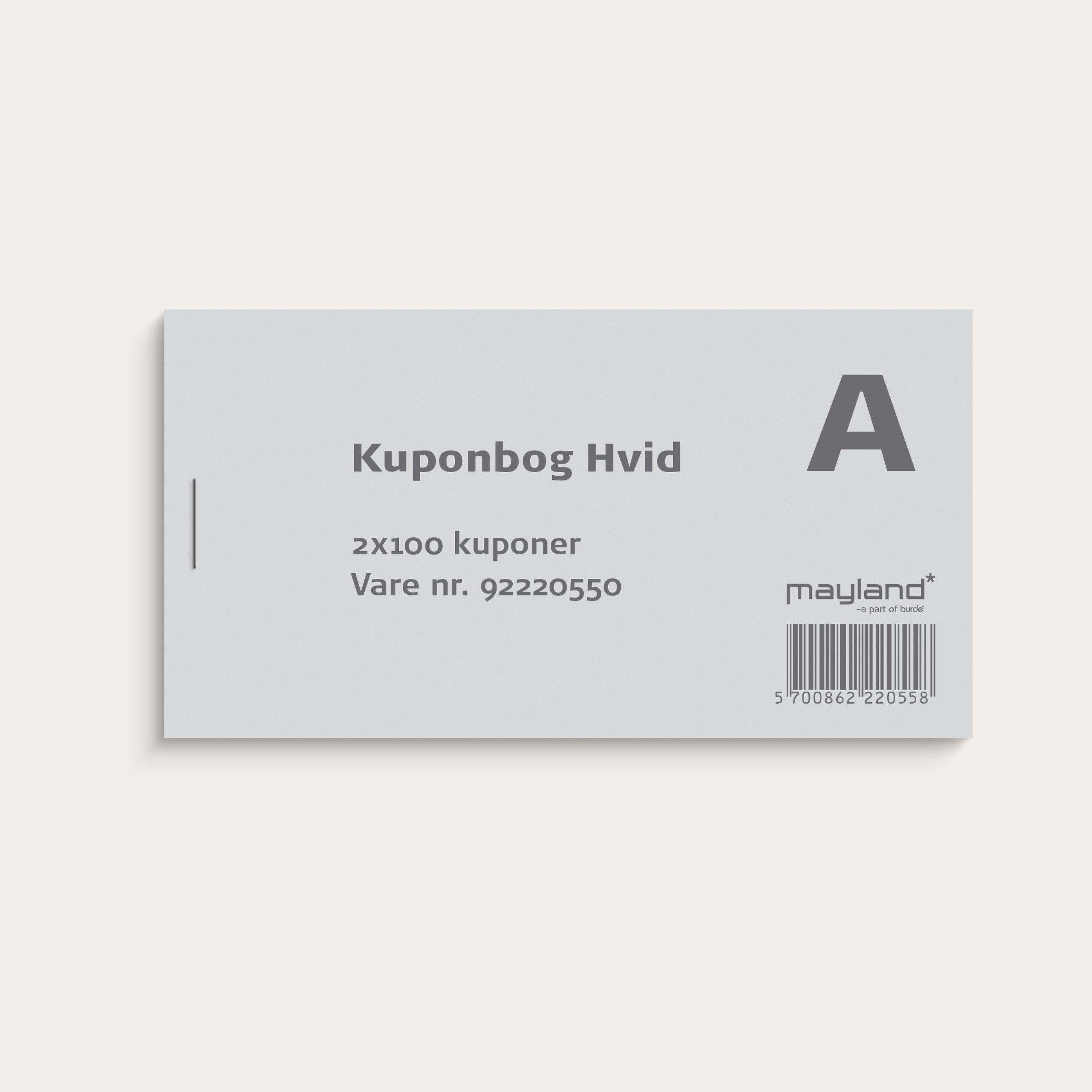 Kuponbog hvid 2 x 100 stk.