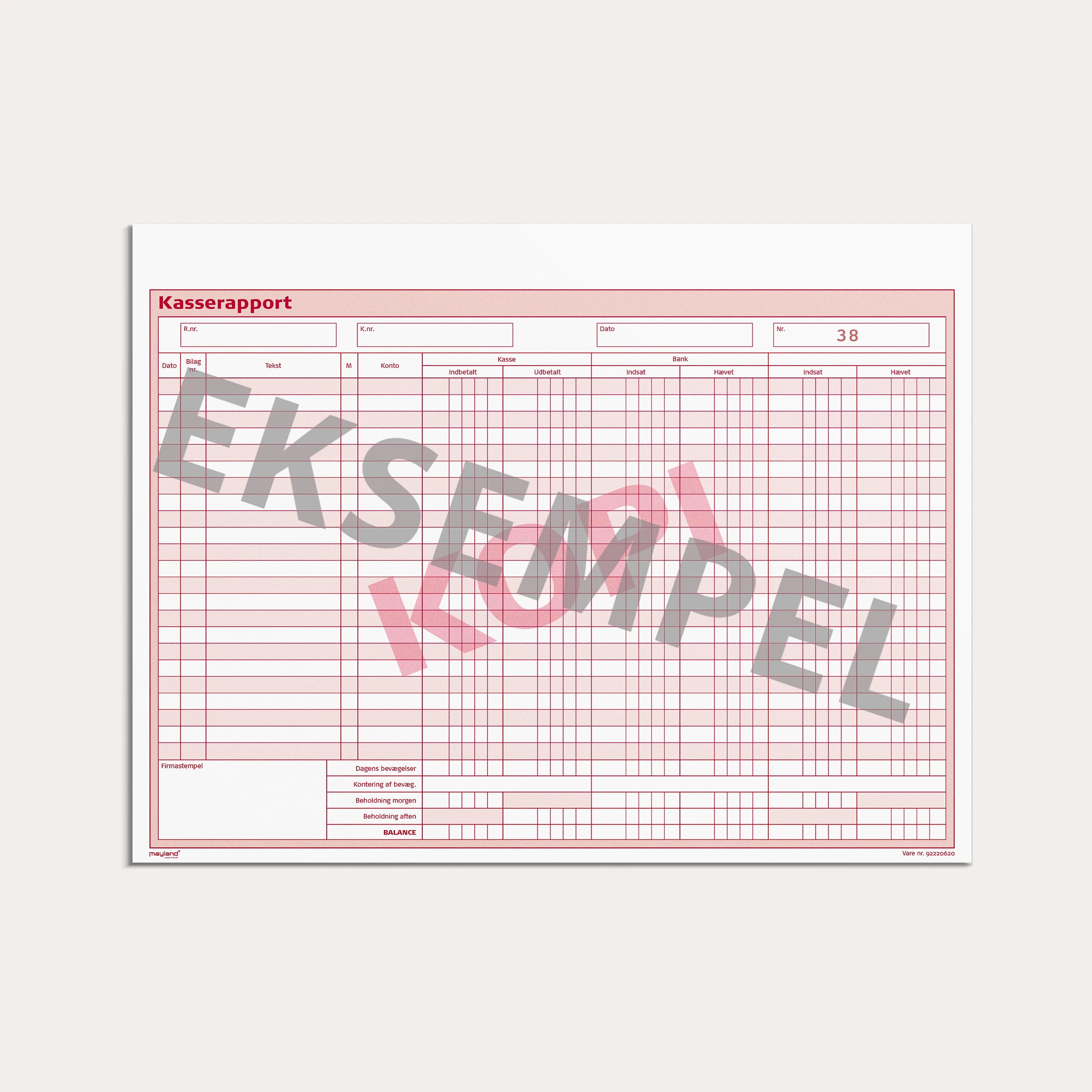 Kasserapport (kasse-bank) 2 x 50 sider m. kopi