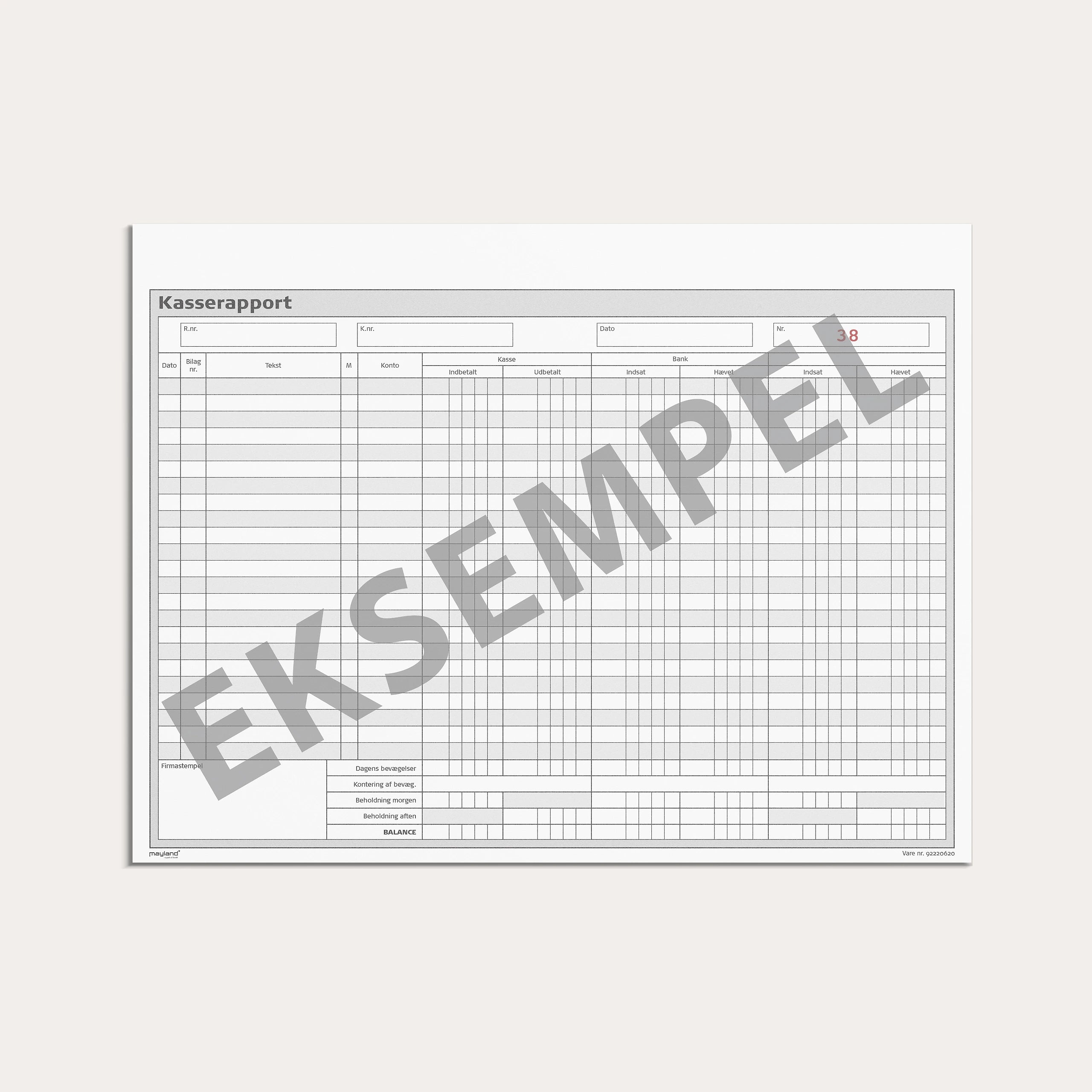 Kasserapport (kasse-bank) 2 x 50 sider m. kopi